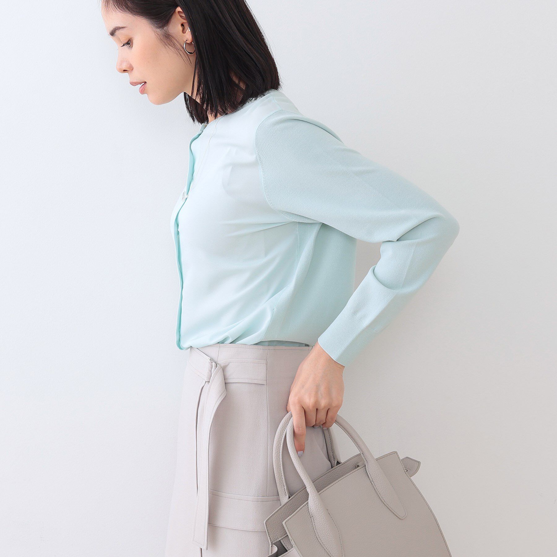 INDIVI「【洗える】ブラウスコンビ ニットカーディガン」|カーディガン|