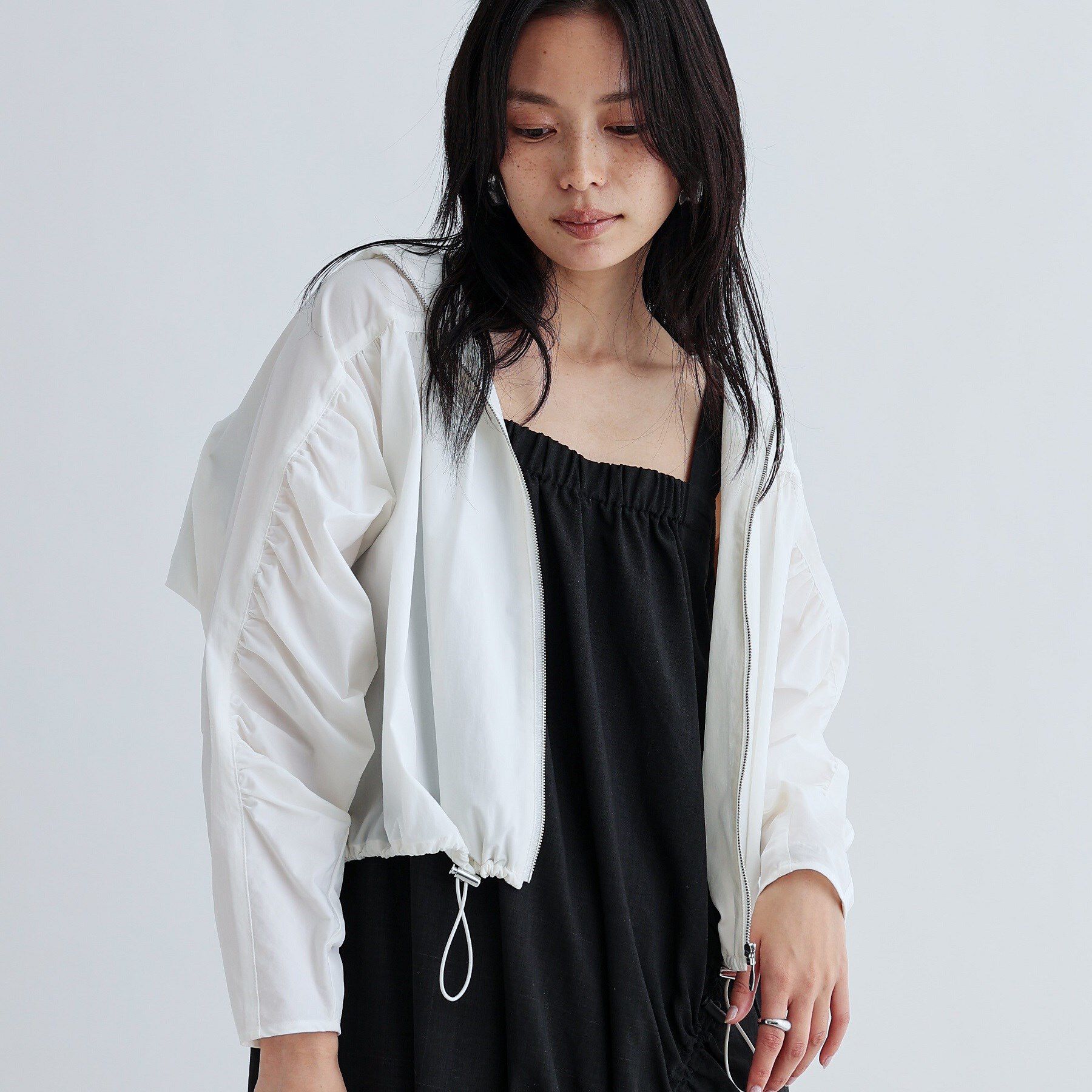 GALLEST「ギャザードルマンフーデットブルゾン」|ブルゾン・スタジャン|