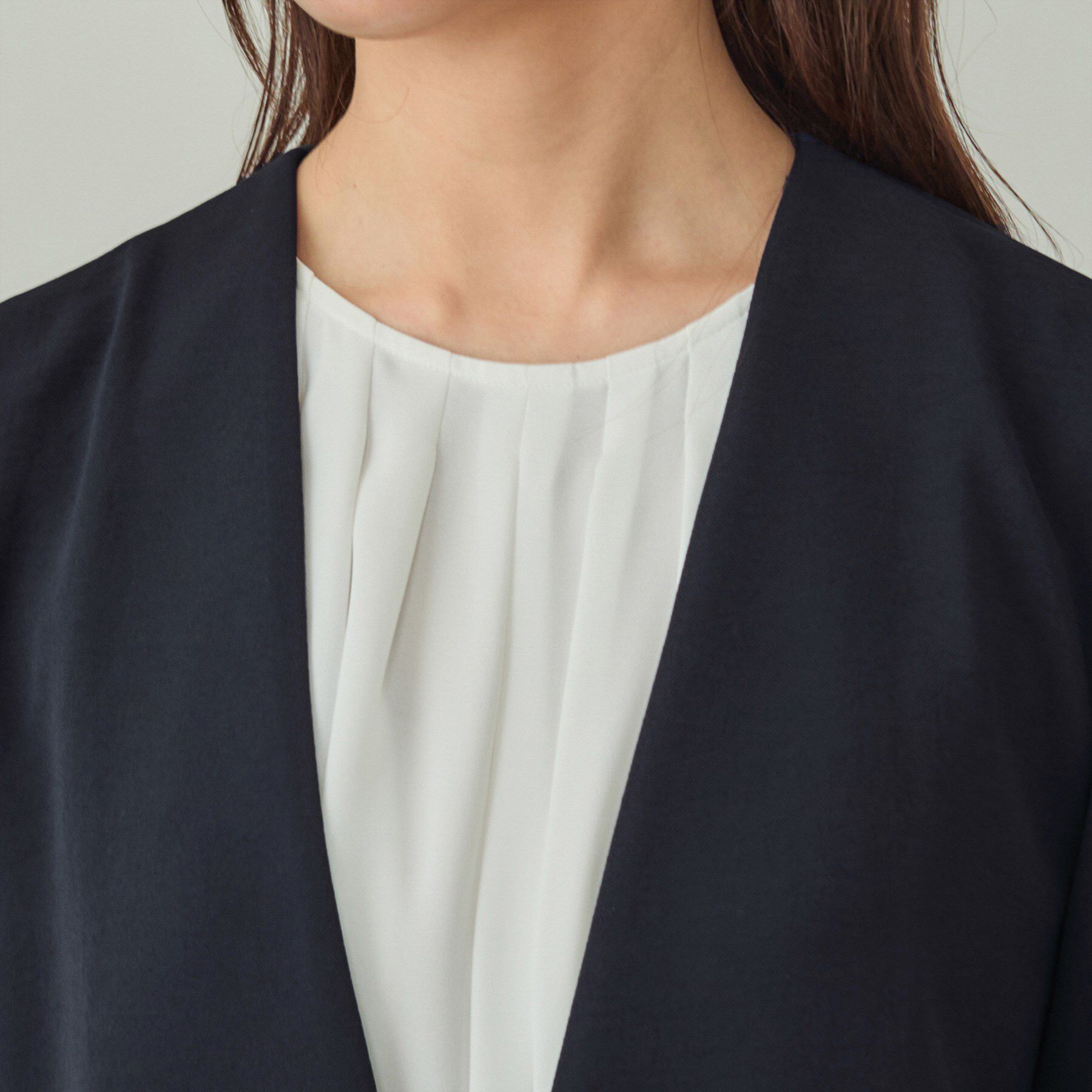 INDIVI「【洗える／UVケア】ノーカラー ナロージャケット」|スーツ|