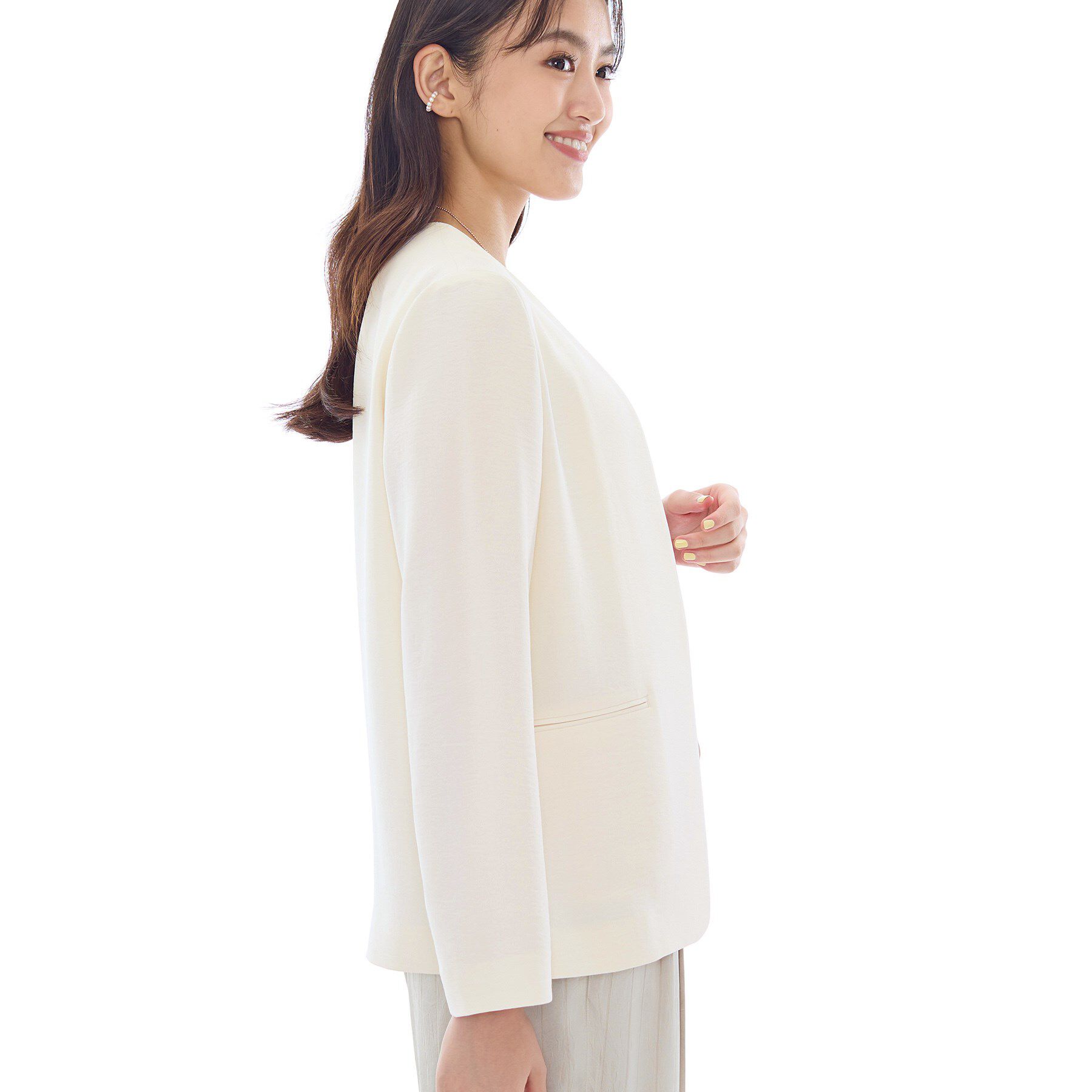 INDIVI「【洗える／UVケア】ノーカラー ナロージャケット」|スーツ|