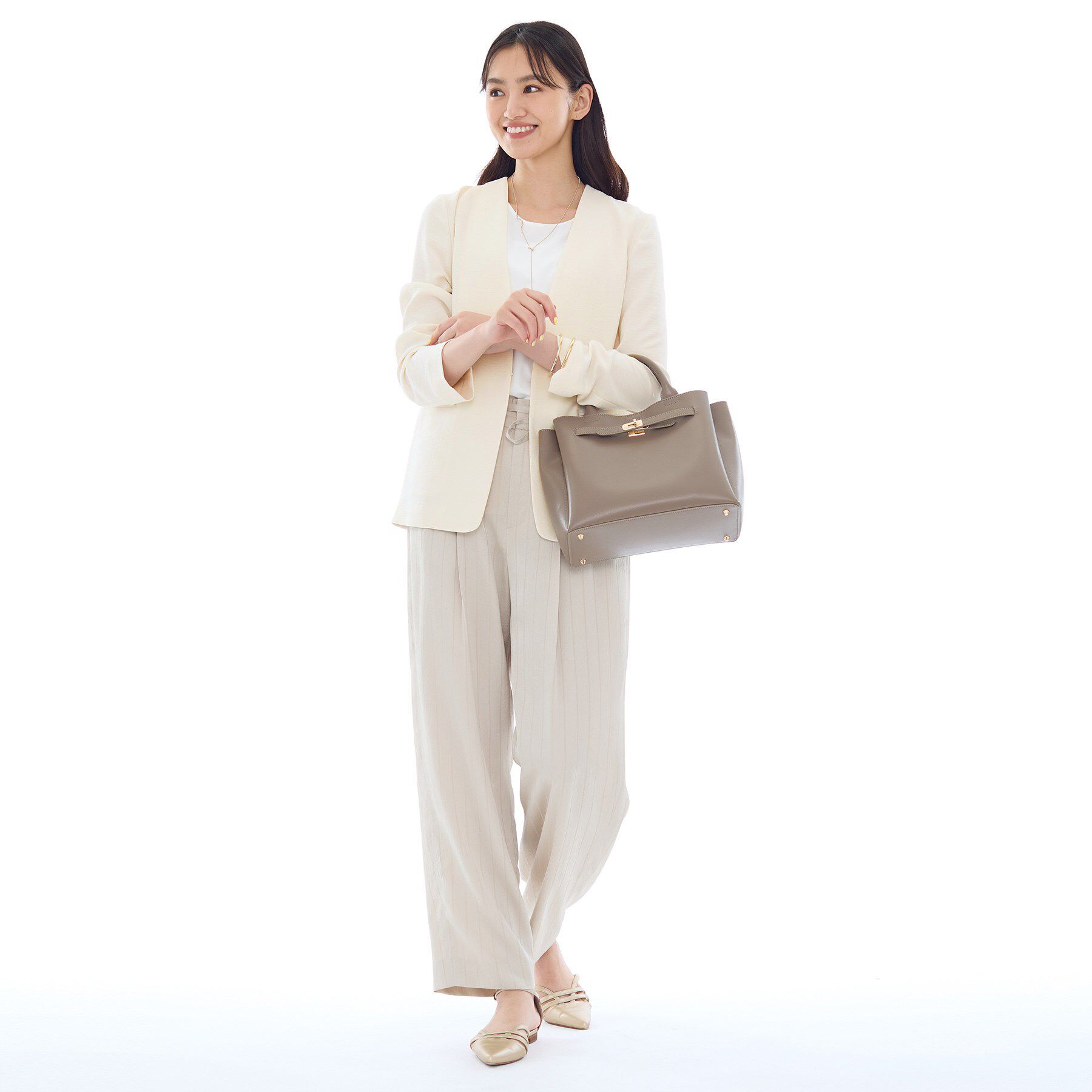 INDIVI「【洗える／UVケア】ノーカラー ナロージャケット」|スーツ|