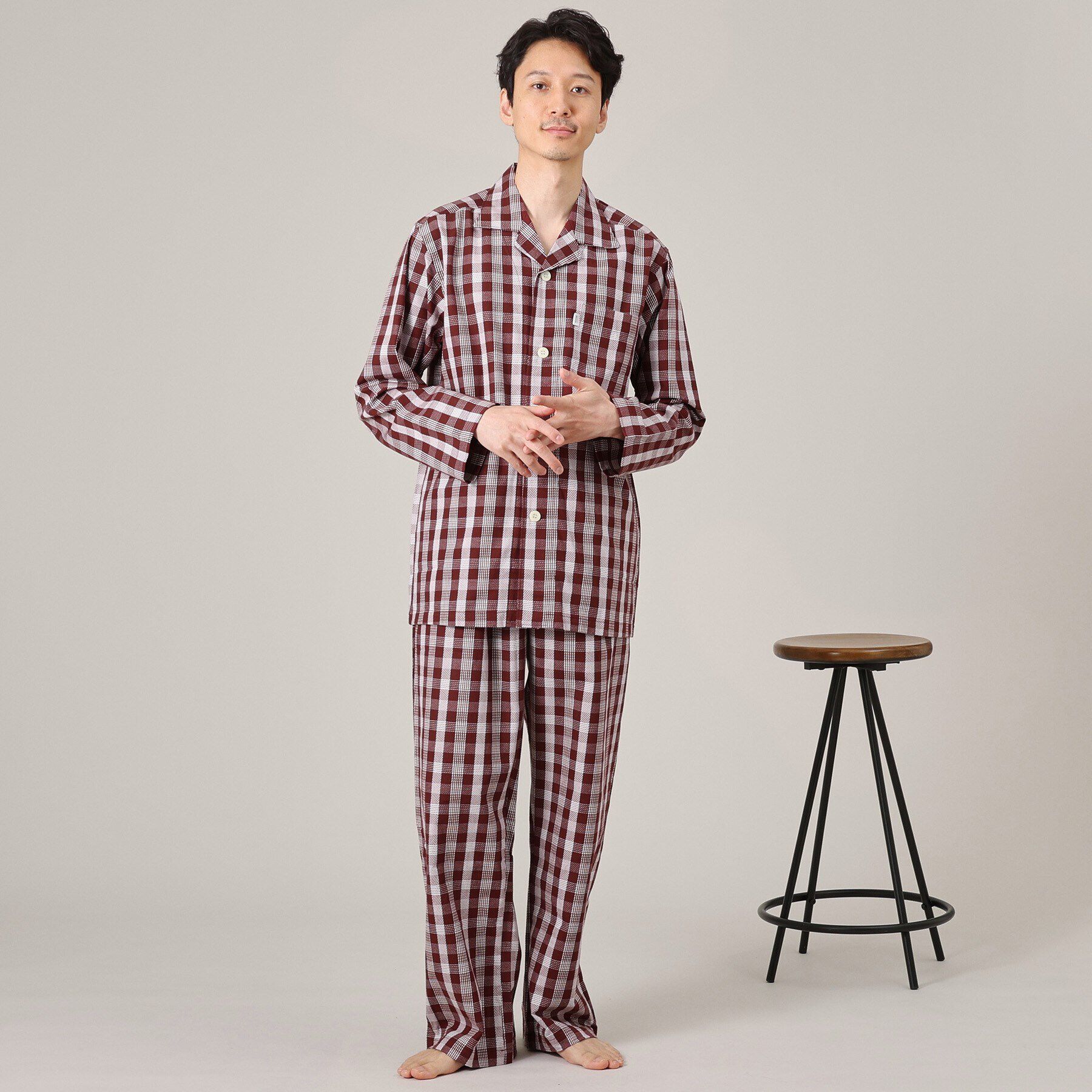 TAKEO KIKUCHI「【MADE IN JAPAN】フランス綾チェック パジャマ」|ルームウェア|ﾚｯﾄﾞ(062)