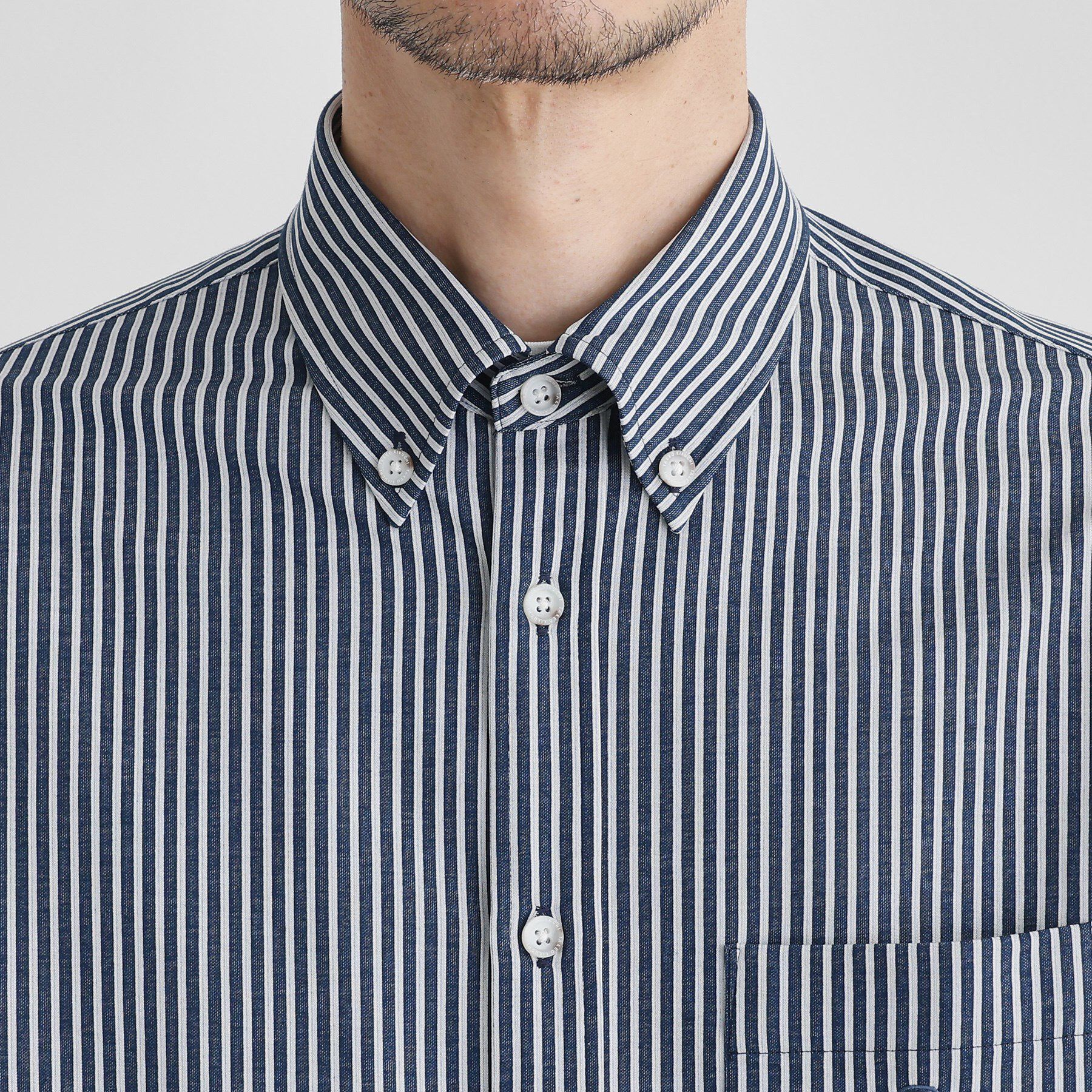 TAKEO KIKUCHI「【COOL CITY WEAR】ストライプジャージ ボタンダウンシャツ /接触冷感」|シャツ・ブラウス|