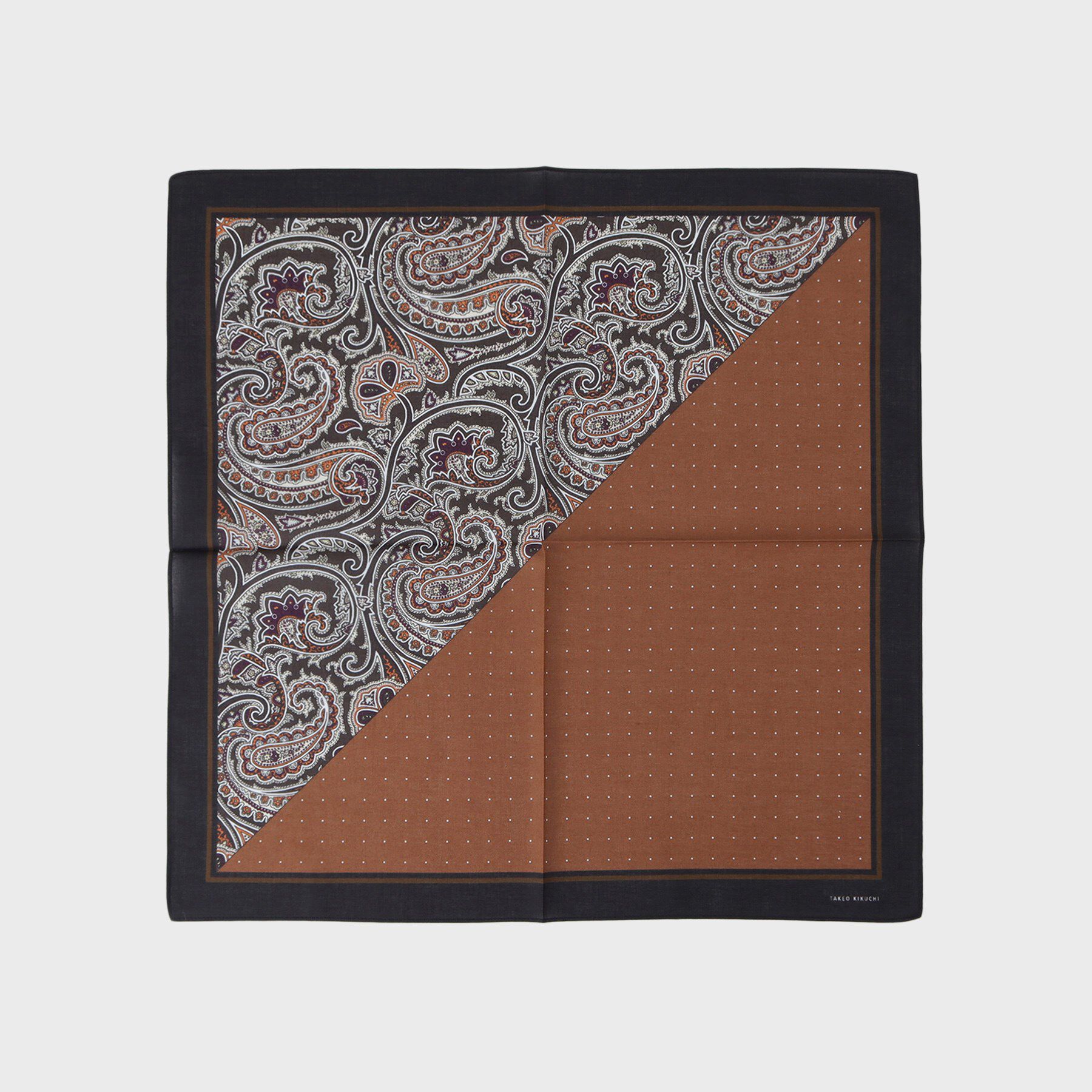 TAKEO KIKUCHI「パターンブロッキング プリントハンカチ」|ハンカチ|ブラウン(144)