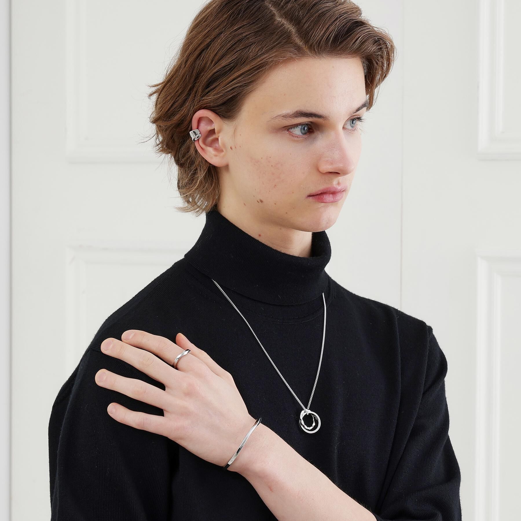 TAKEO KIKUCHI「カラードトップ ダブルリングネックレス」|ネックレス|