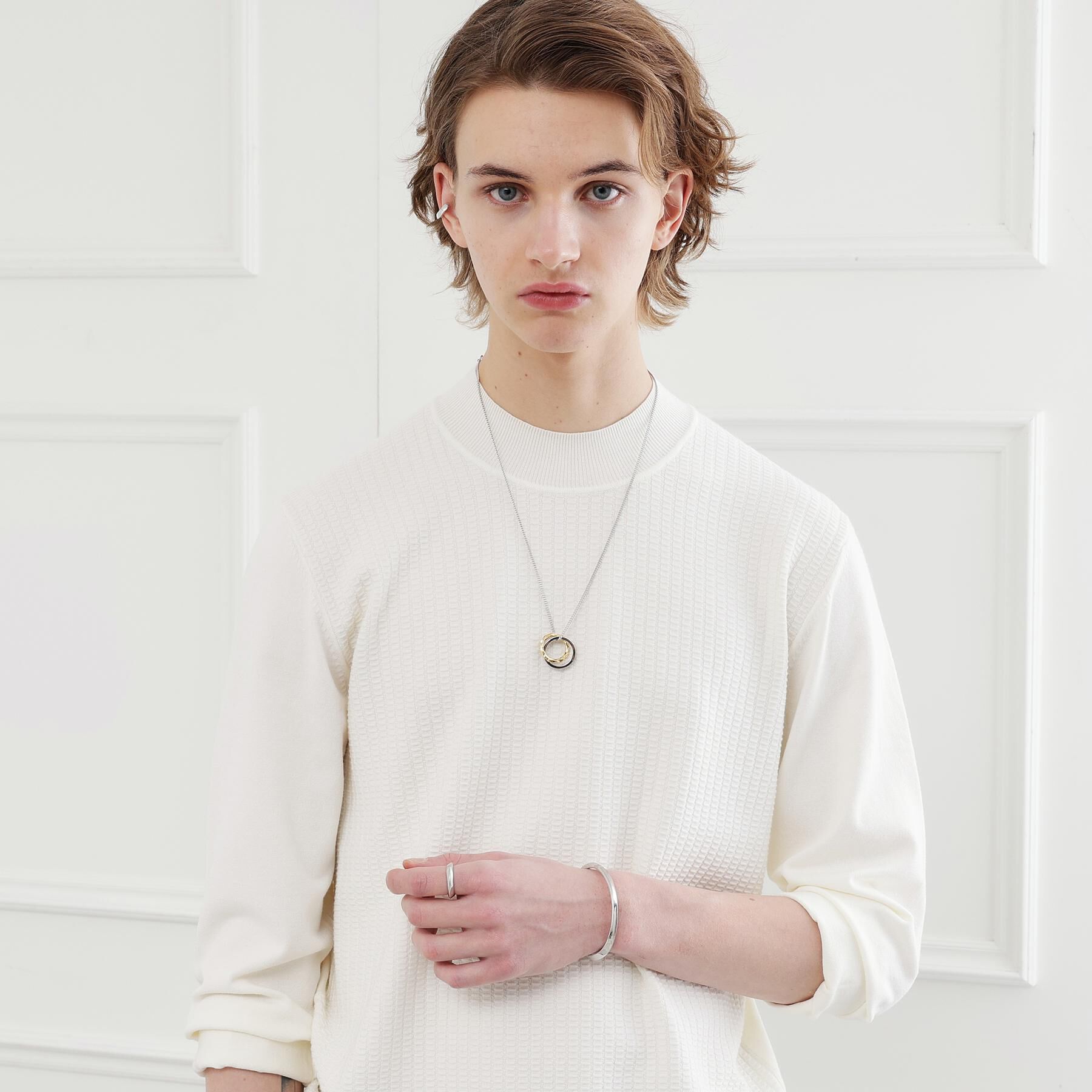 TAKEO KIKUCHI「カラードトップ ダブルリングネックレス」|ネックレス|