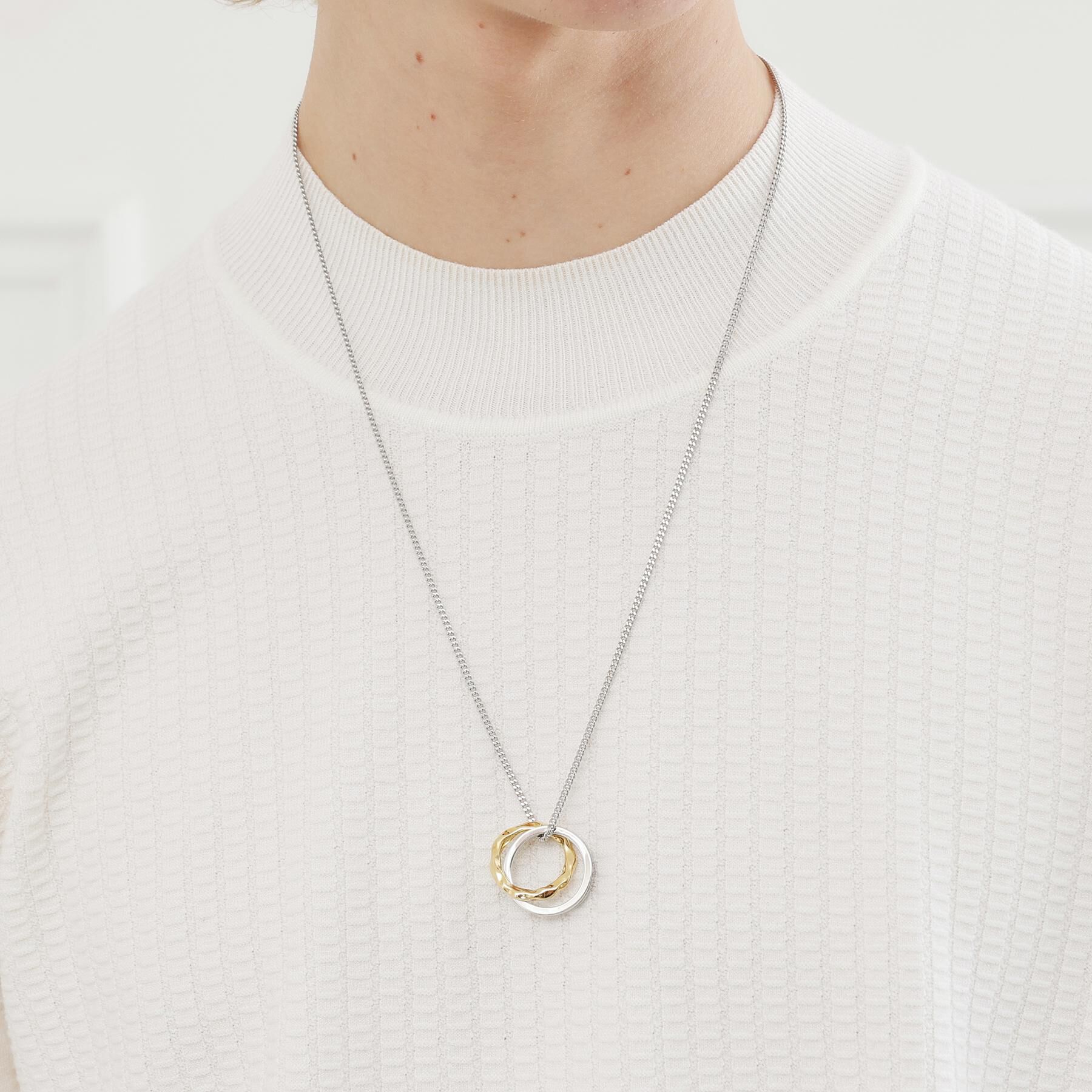 TAKEO KIKUCHI「カラードトップ ダブルリングネックレス」|ネックレス|