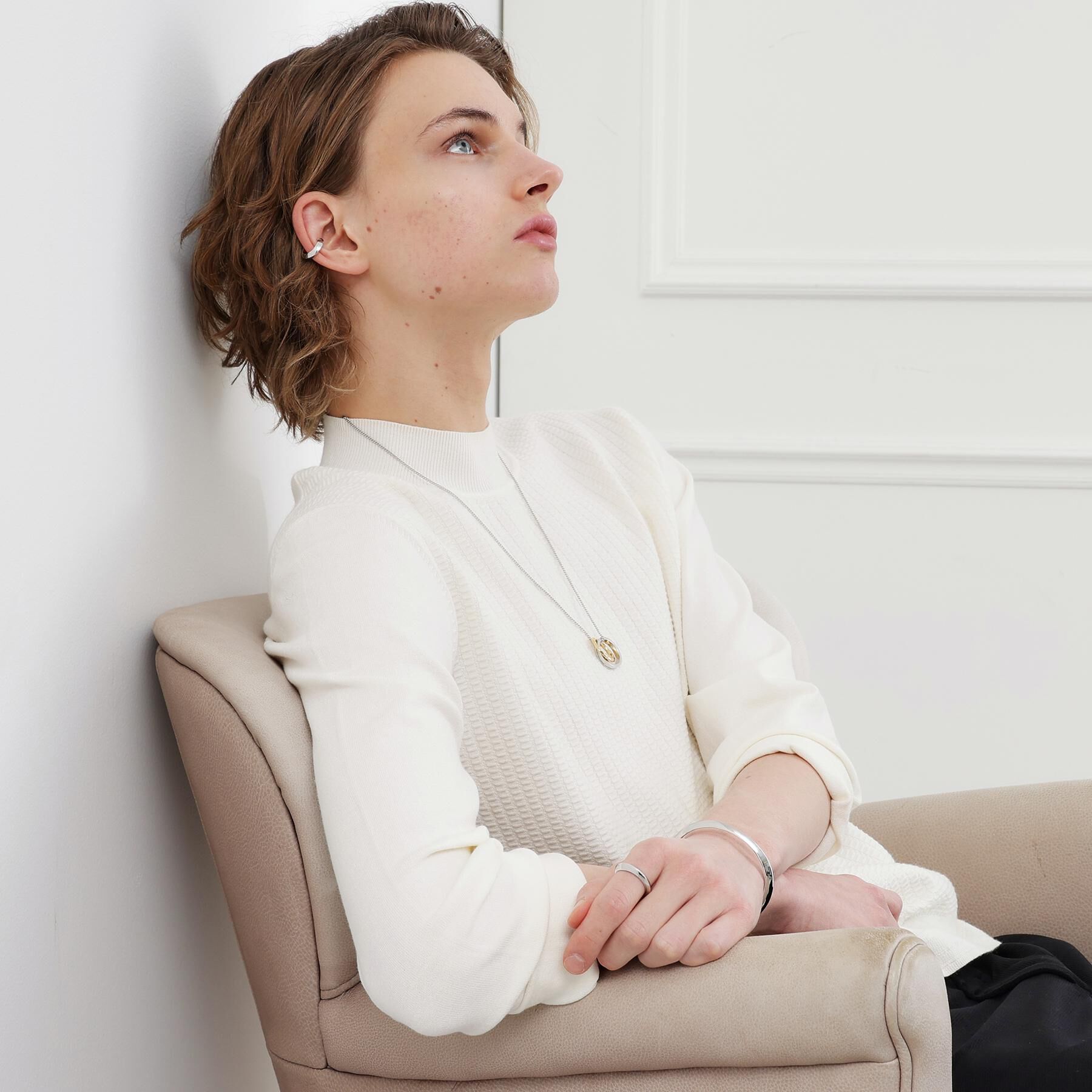 TAKEO KIKUCHI「カラードトップ ダブルリングネックレス」|ネックレス|