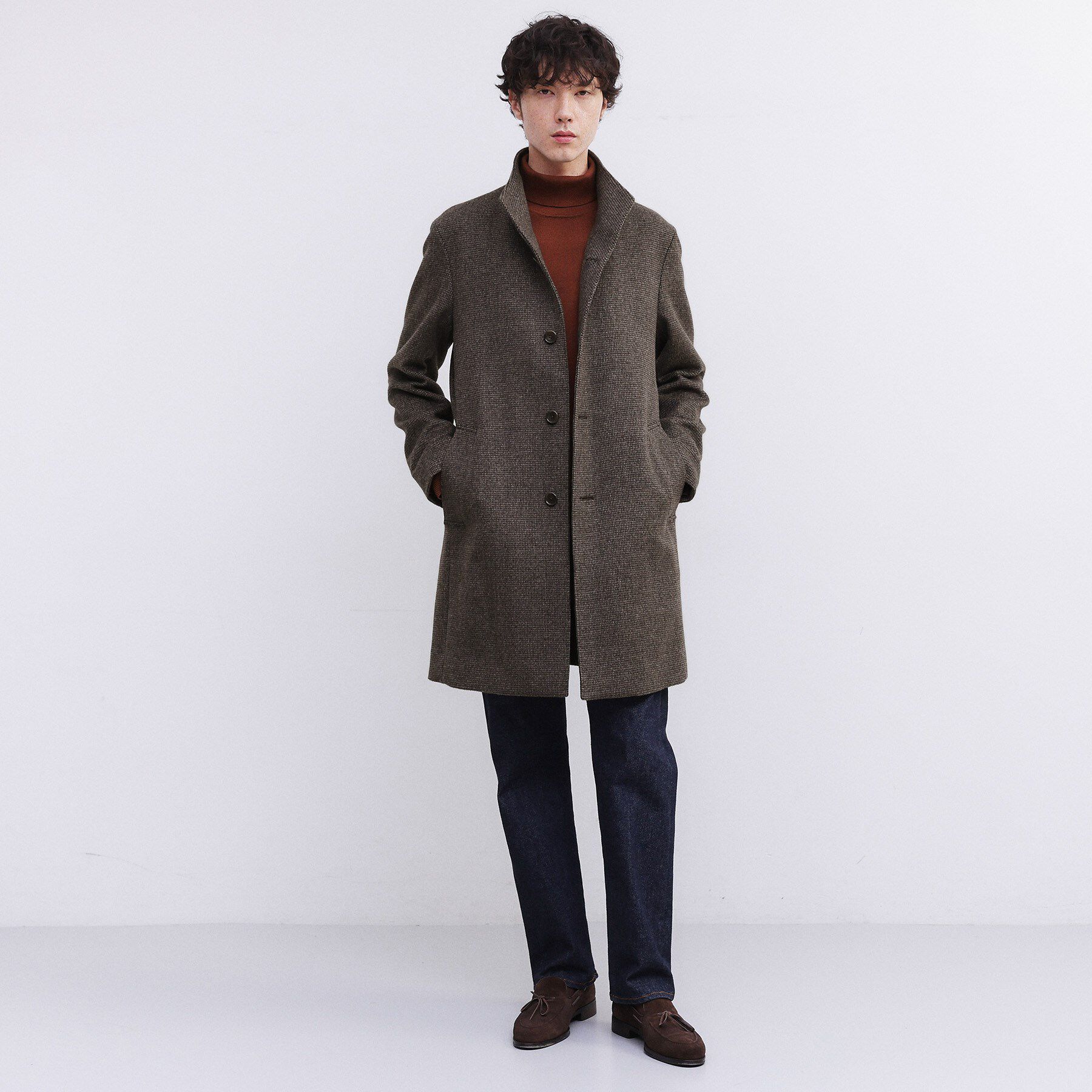 TAKEO KIKUCHI「カシミヤブレンド ビーバー調ピンヘッドスタンドカラーコート」|その他|