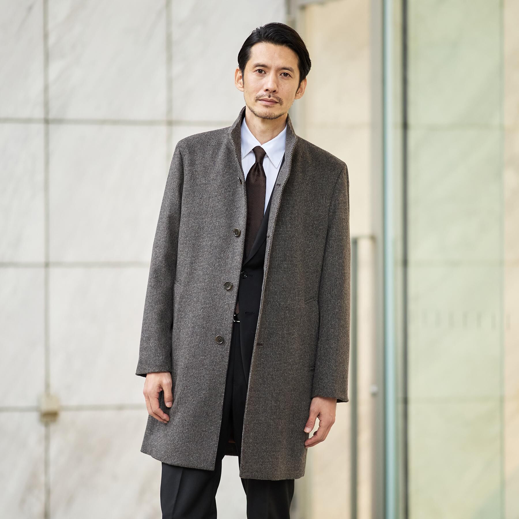 TAKEO KIKUCHI「カシミヤブレンド ビーバー調ピンヘッドスタンドカラーコート」|その他|