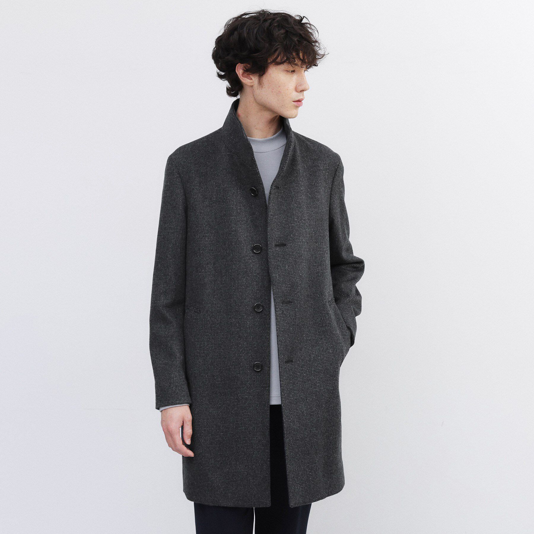 TAKEO KIKUCHI「カシミヤブレンド ビーバー調ピンヘッドスタンドカラーコート」|その他|