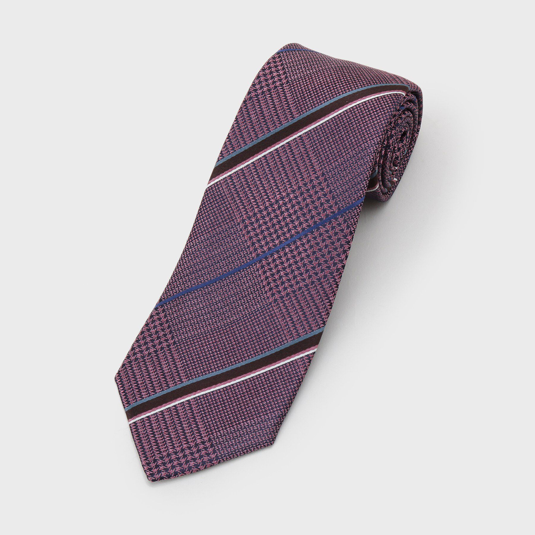 TAKEO KIKUCHI「【縁起の良いネクタイ】PNJ番千鳥グレンプレイドネクタイ」|ネクタイ・蝶ネクタイ|ピンク(372)