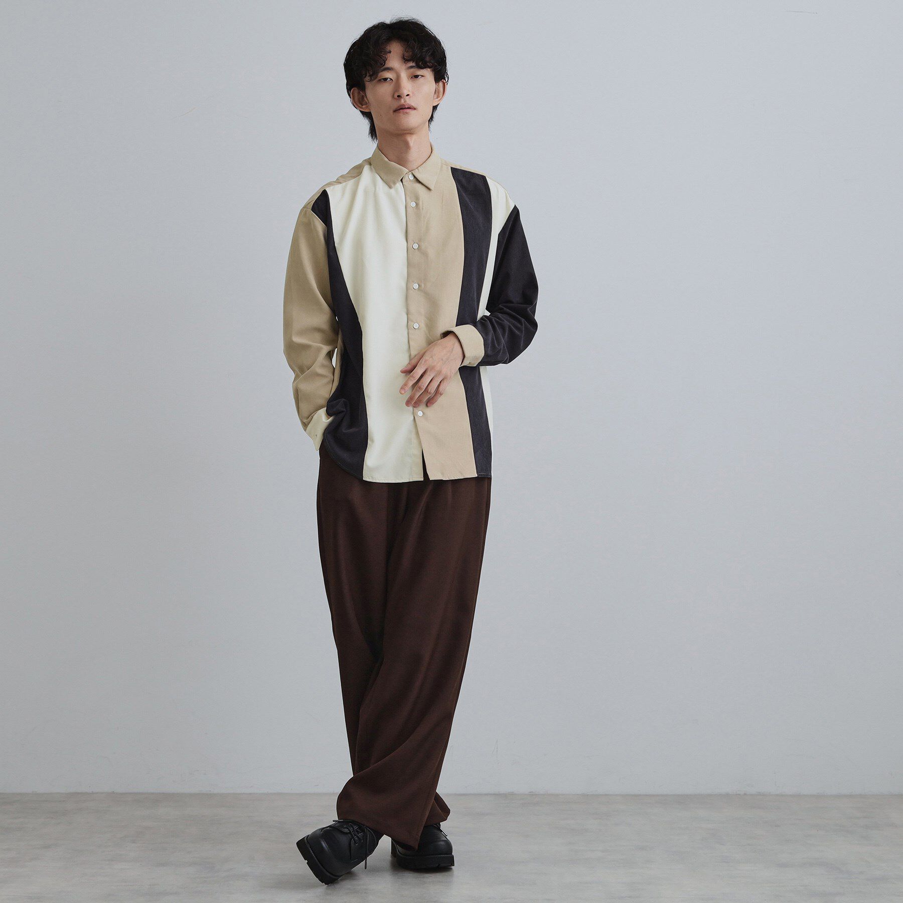 tk.TAKEO KIKUCHI「コーデュロイ＆スエード切替シャツ」|シャツ・ブラウス|