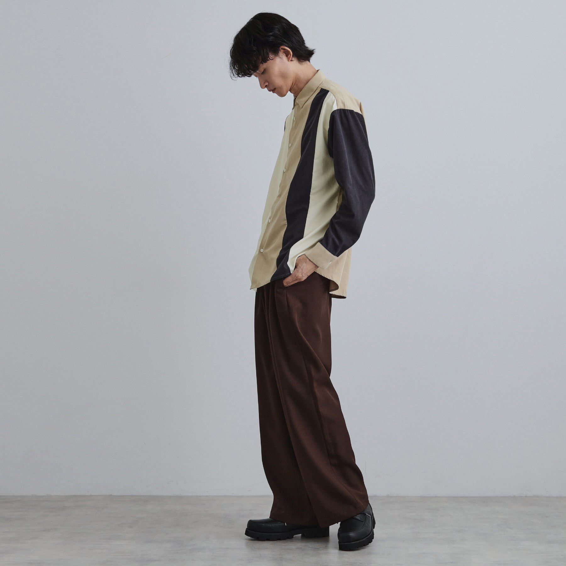 tk.TAKEO KIKUCHI「コーデュロイ＆スエード切替シャツ」|シャツ・ブラウス|