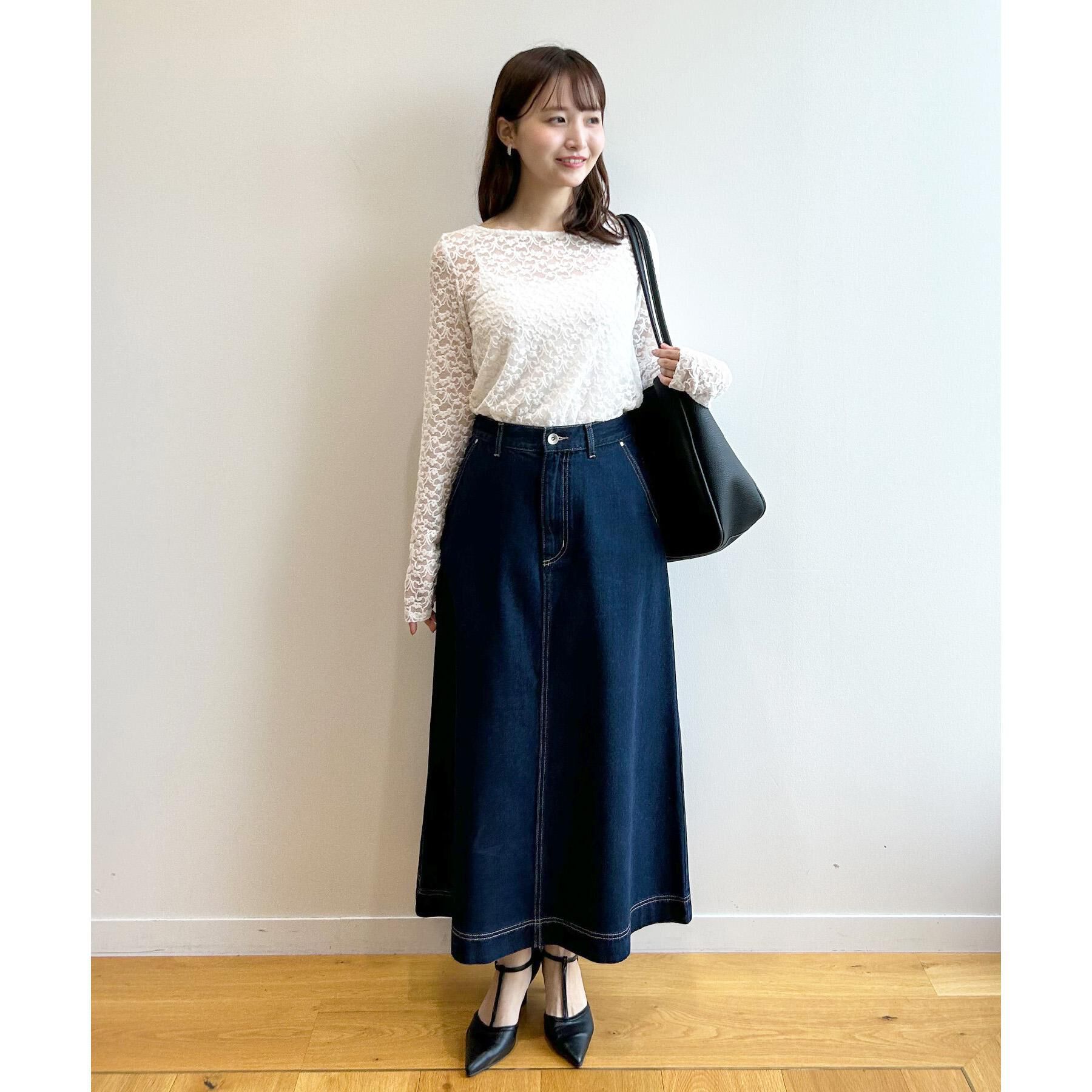 index「《丈が選べる》Aラインデニムロングスカート【洗濯機洗い可】」|スカート|