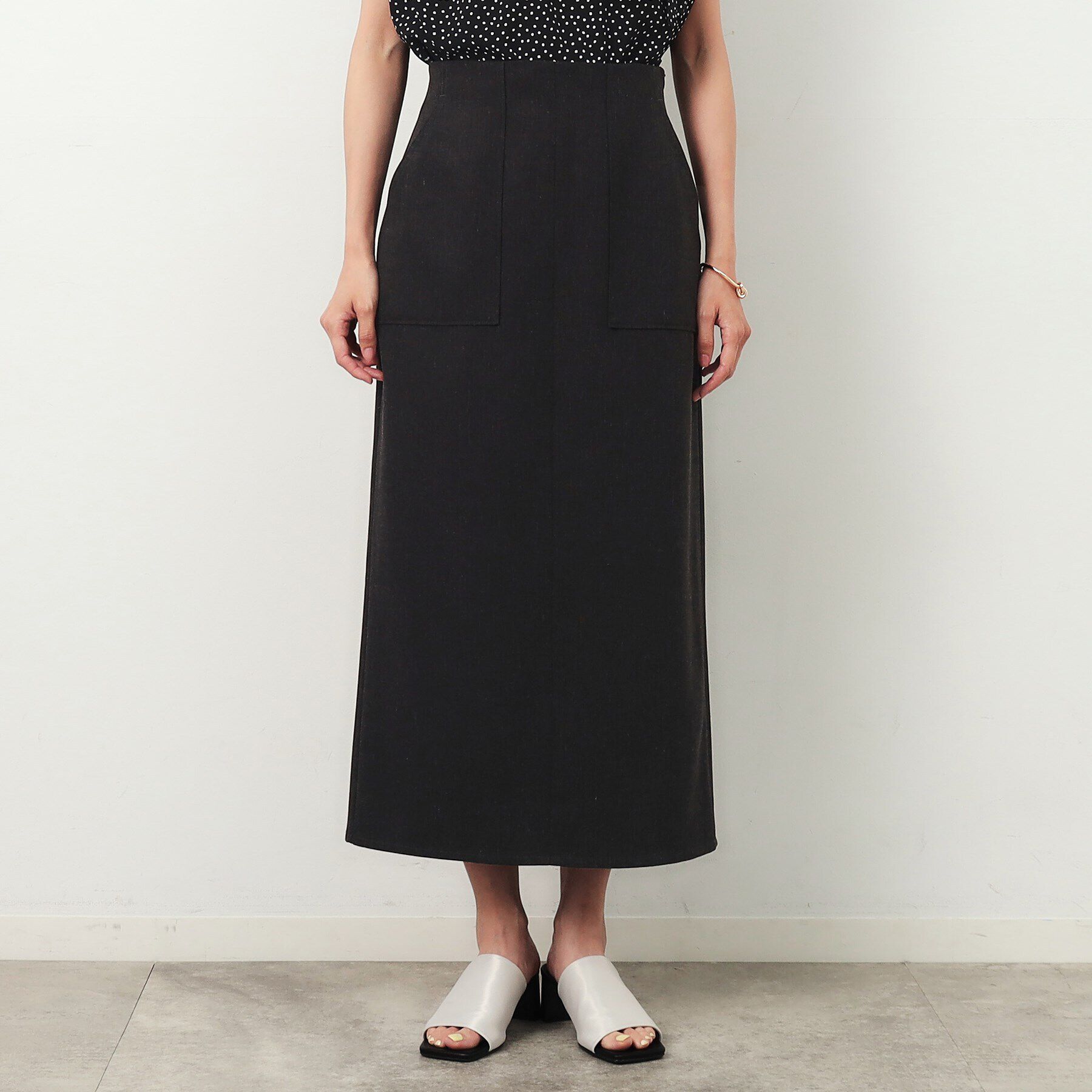 OPAQUE.CLIP「麻混ストレッチタイトスカート【洗濯機洗い可】」|スカート|