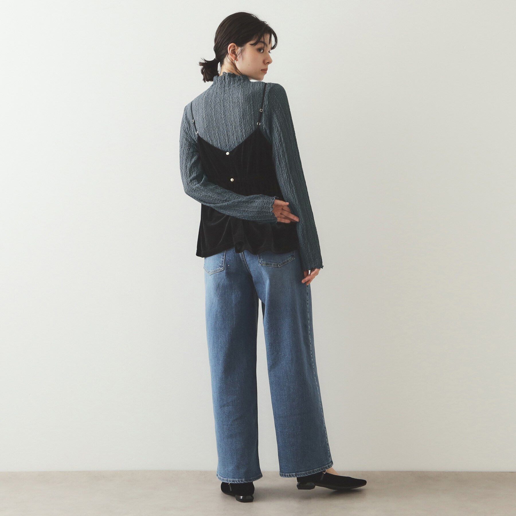 OPAQUE.CLIP「シアーレースハイネックトップス【洗濯機洗い可】」|Tシャツ・カットソー|