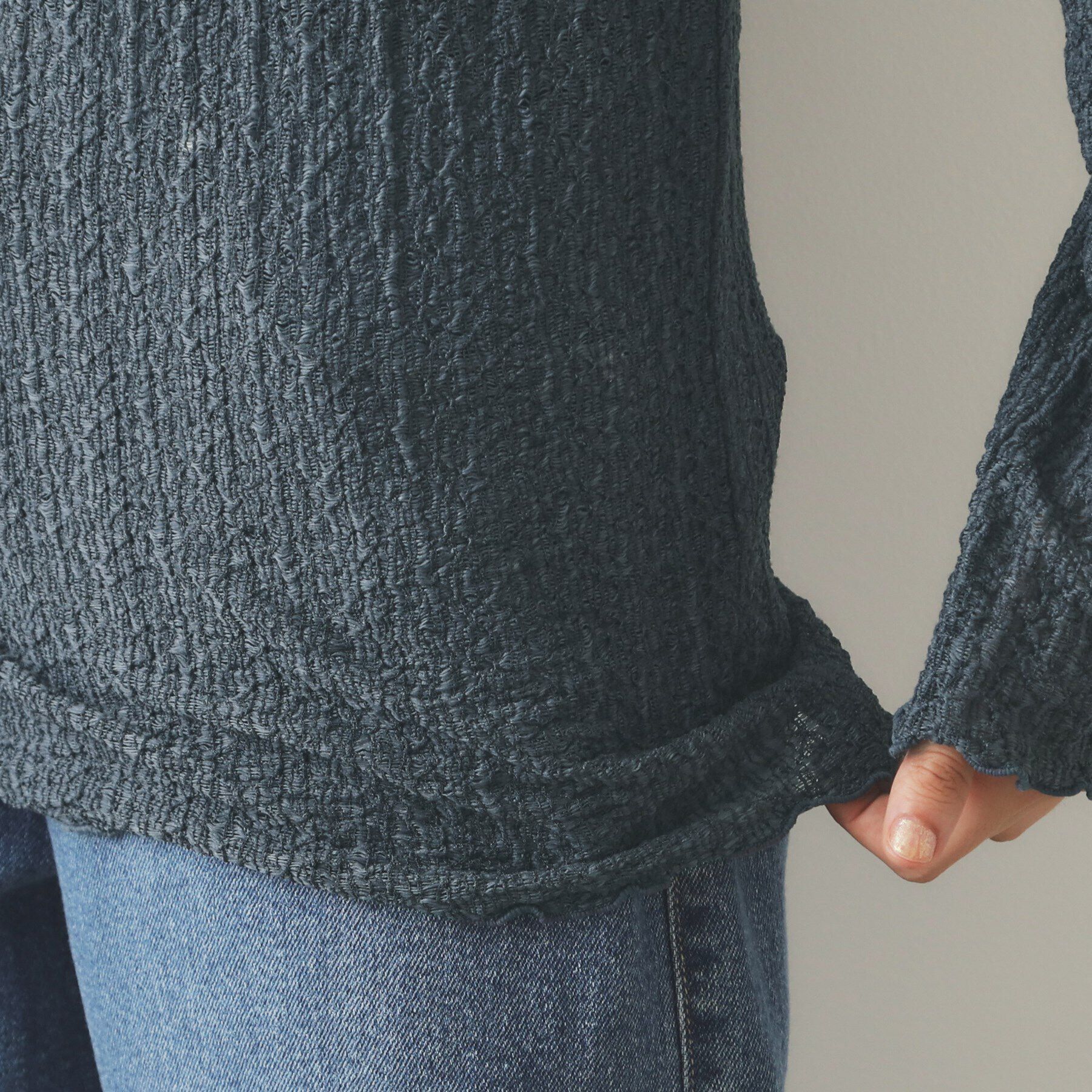 OPAQUE.CLIP「シアーレースハイネックトップス【洗濯機洗い可】」|Tシャツ・カットソー|