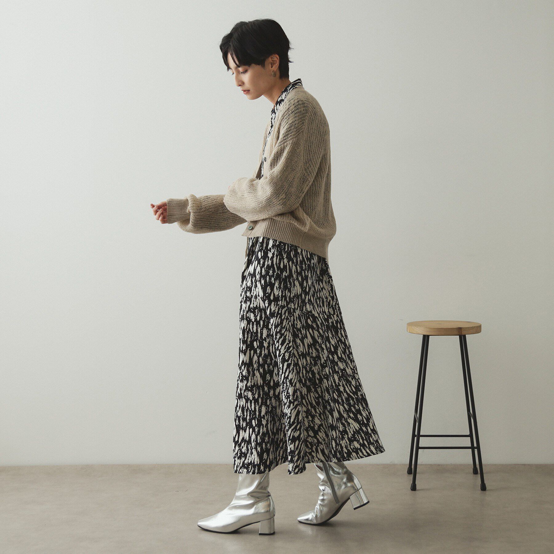 OPAQUE.CLIP「モヘヤ混シアーVネックカーディガン【洗濯機洗い可】」|カーディガン|