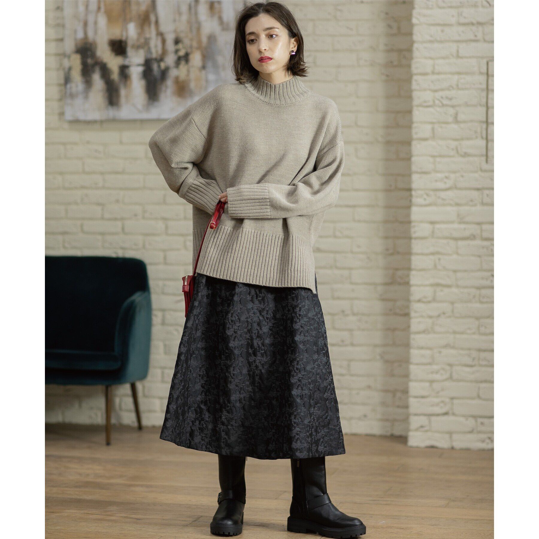 OPAQUE.CLIP「《10color/S-LLsize》ハイネックミドルゲージニット【洗濯機洗い可】」|ニット・セーター|