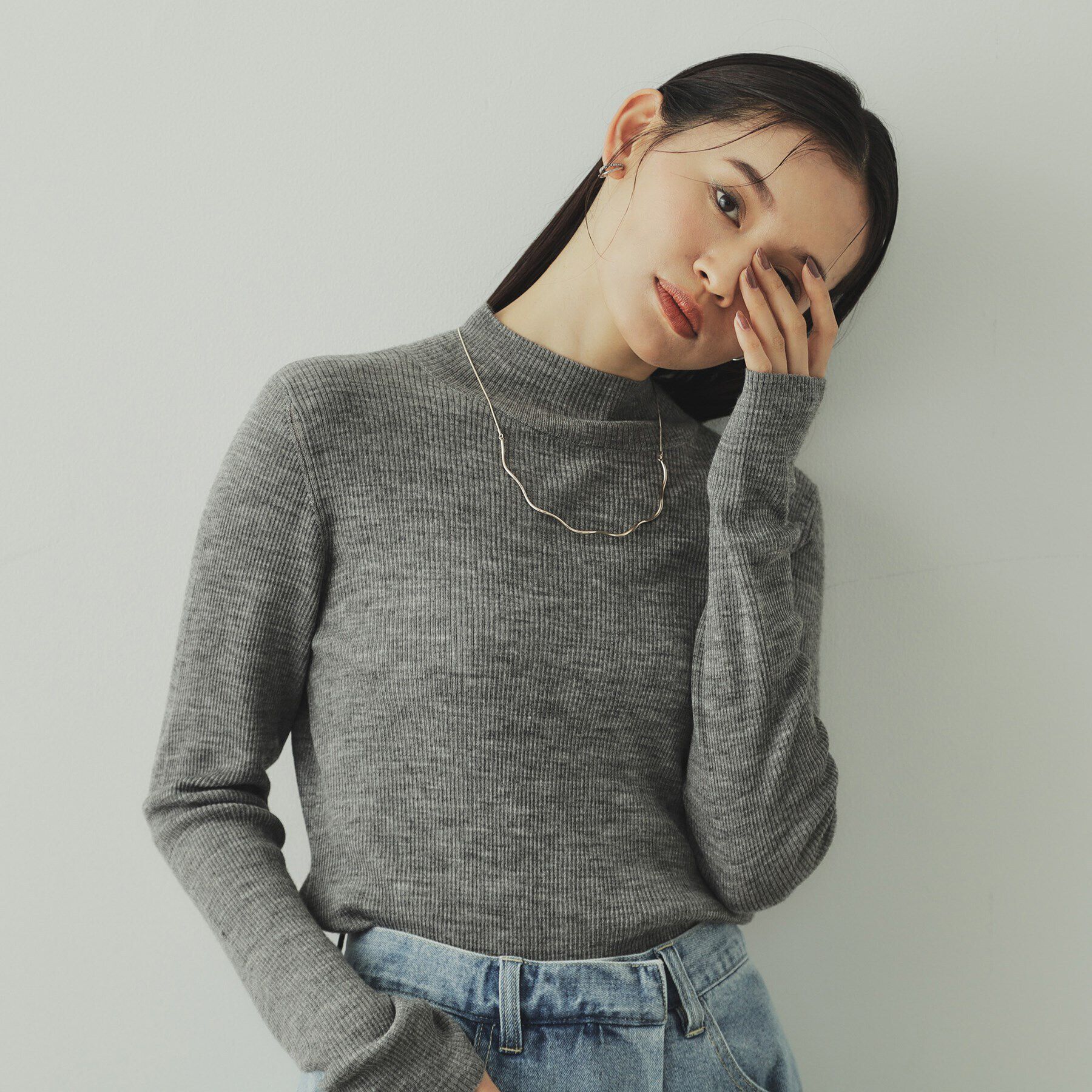 OPAQUE.CLIP「【前後2WAY】メタル&times;フェイクパールスライドネックレス」|ネックレス|