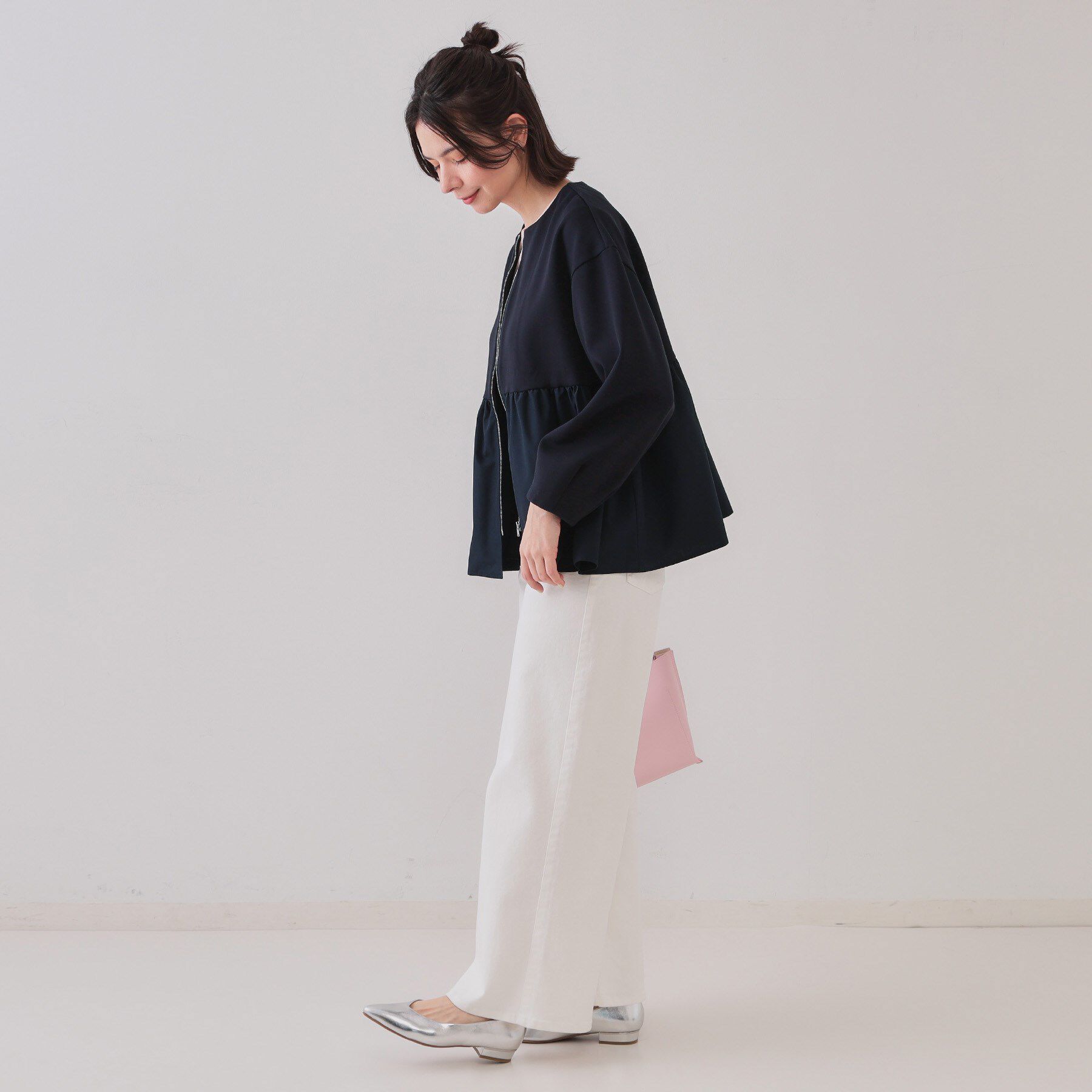 OPAQUE.CLIP「ペプラムドッキングZIPカーディガン【洗濯機洗い可】」|カーディガン|