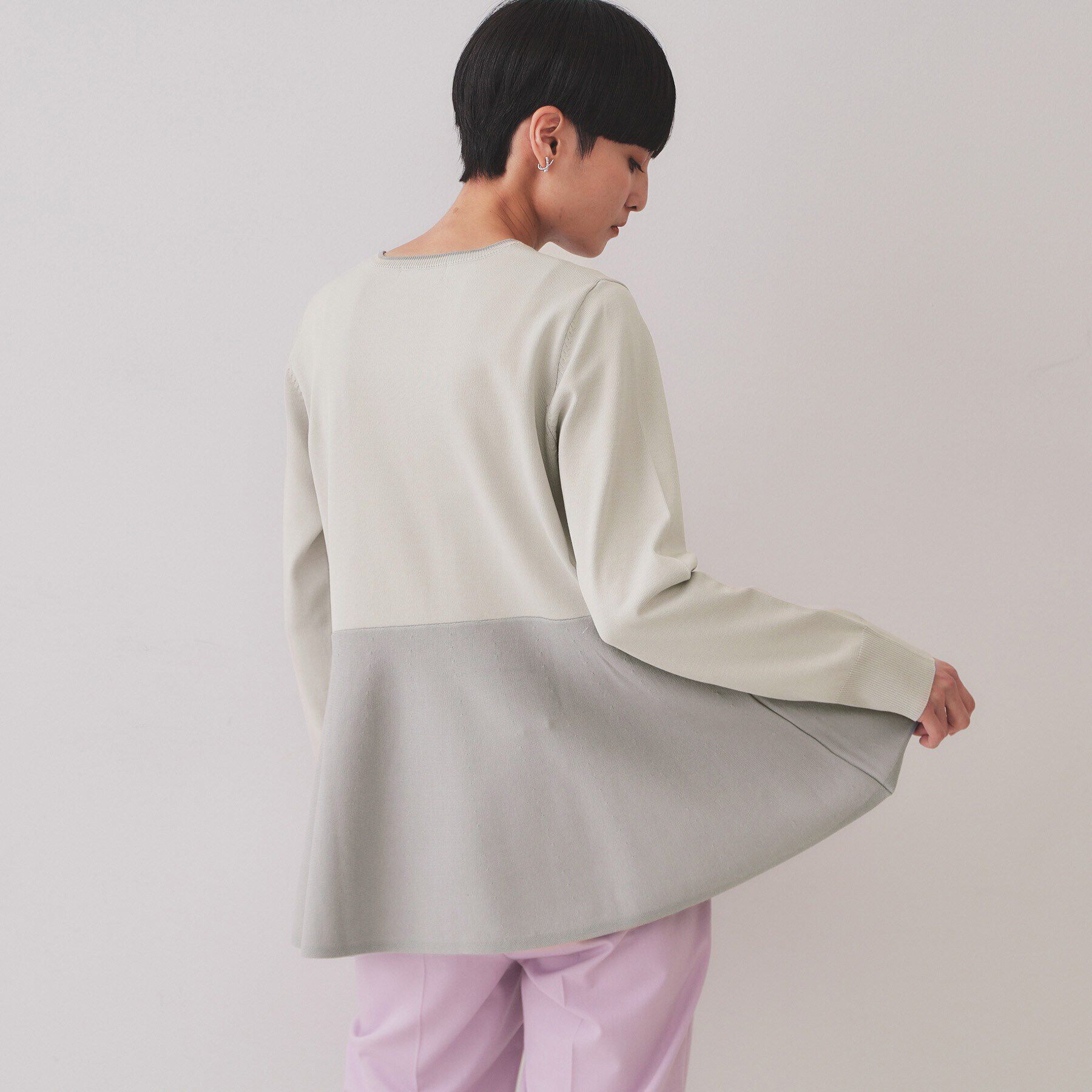 OPAQUE.CLIP「配色ペプラムニット【洗濯機洗い可／抗ピル】」|ニット・セーター|