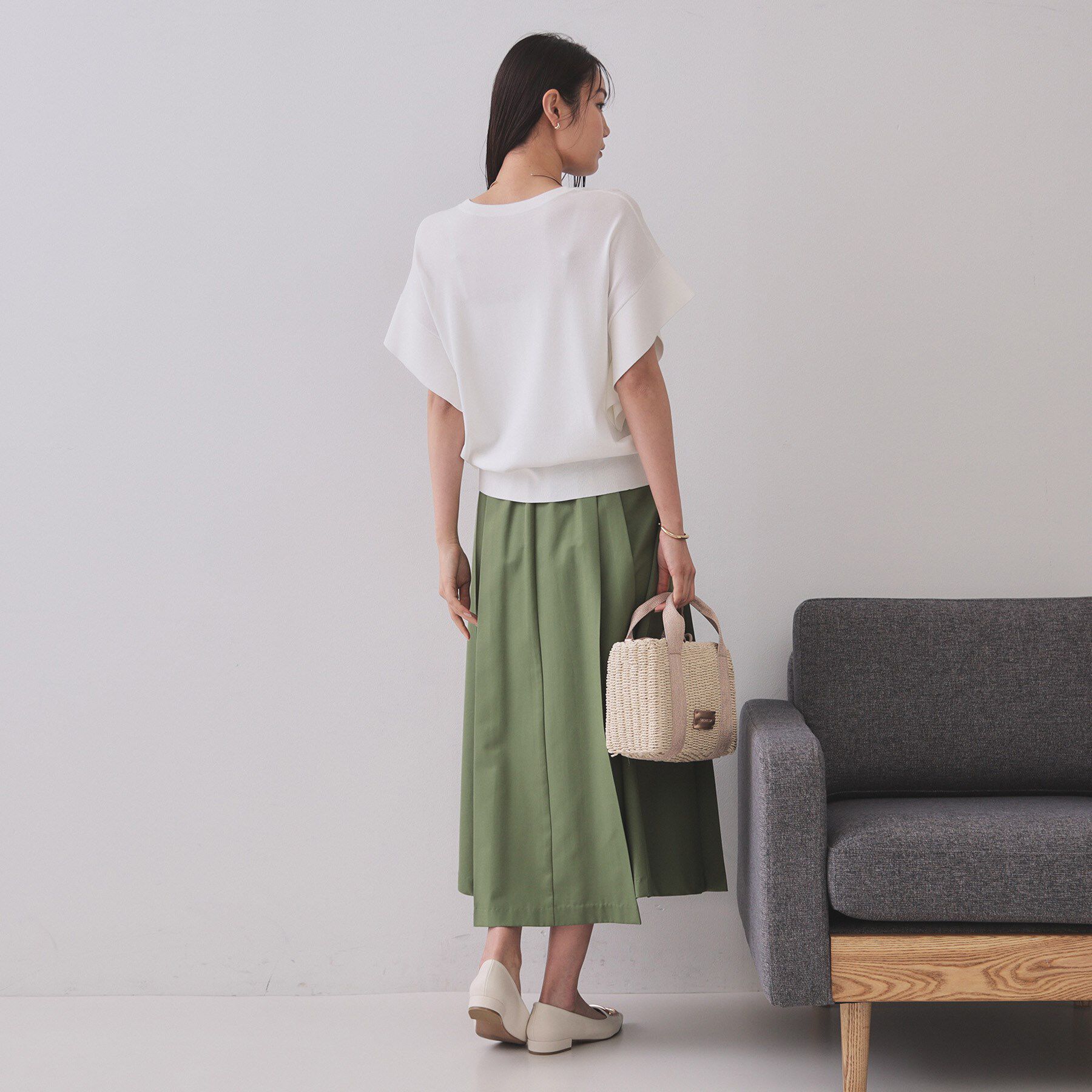 OPAQUE.CLIP「フリルスリーブニット【UVケア/接触冷感/洗濯機洗い可/抗ピル】」|ニット・セーター|