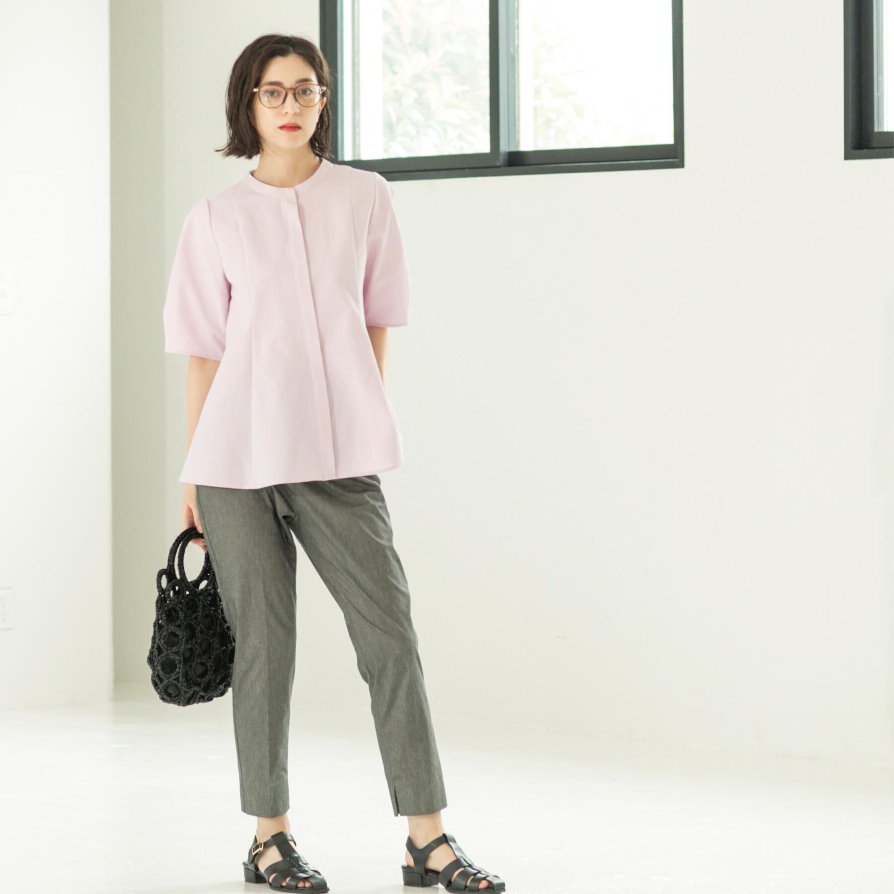 OPAQUE.CLIP「サッカーストライプペプラムブラウス【吸水速乾/イージーアイロン/洗濯機洗い可】」|シャツ・ブラウス|