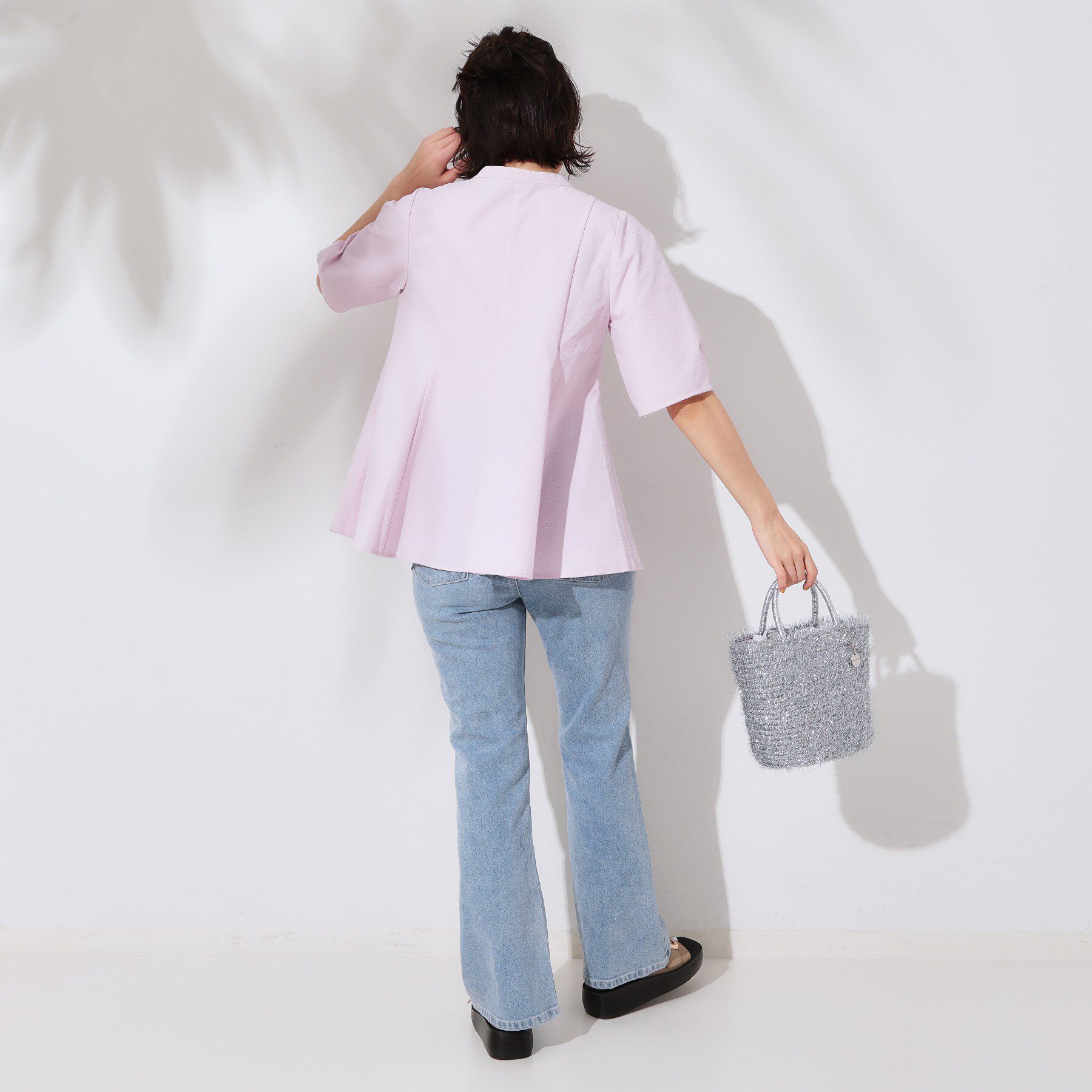 OPAQUE.CLIP「サッカーストライプペプラムブラウス【吸水速乾/イージーアイロン/洗濯機洗い可】」|シャツ・ブラウス|