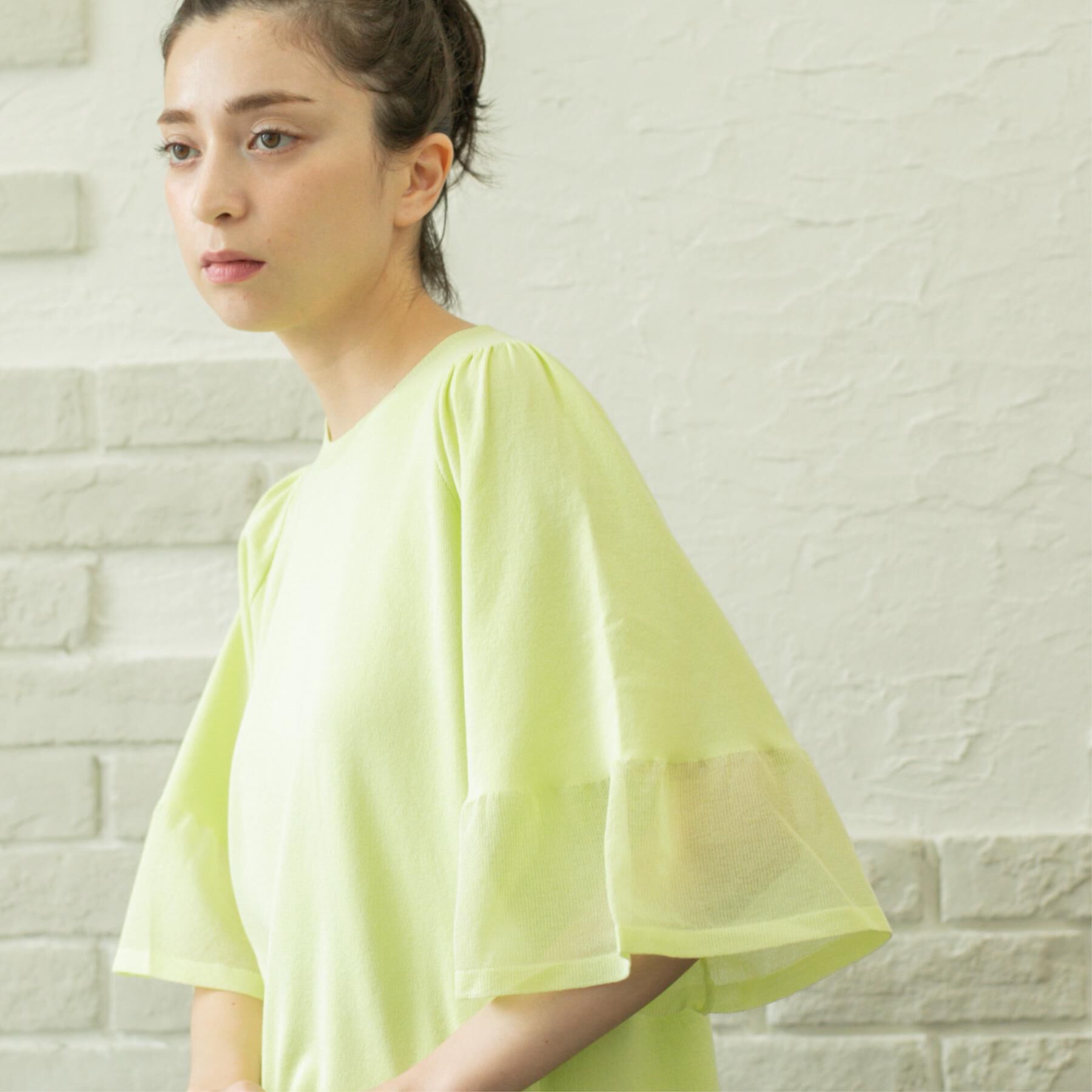 OPAQUE.CLIP「《5色展開》シアーフレアスリーブニット【洗濯機洗い可】」|ニット・セーター|