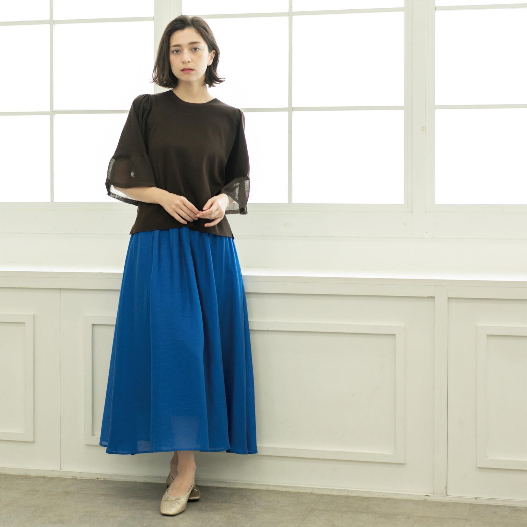 OPAQUE.CLIP「《5色展開》シアーフレアスリーブニット【洗濯機洗い可】」|ニット・セーター|