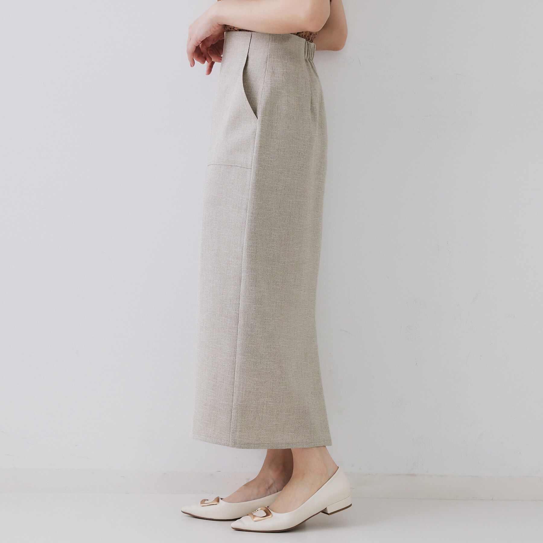 OPAQUE.CLIP「《美人百花掲載》ストレッチリネンライクタイトスカート【洗濯機洗い可】」|スカート|