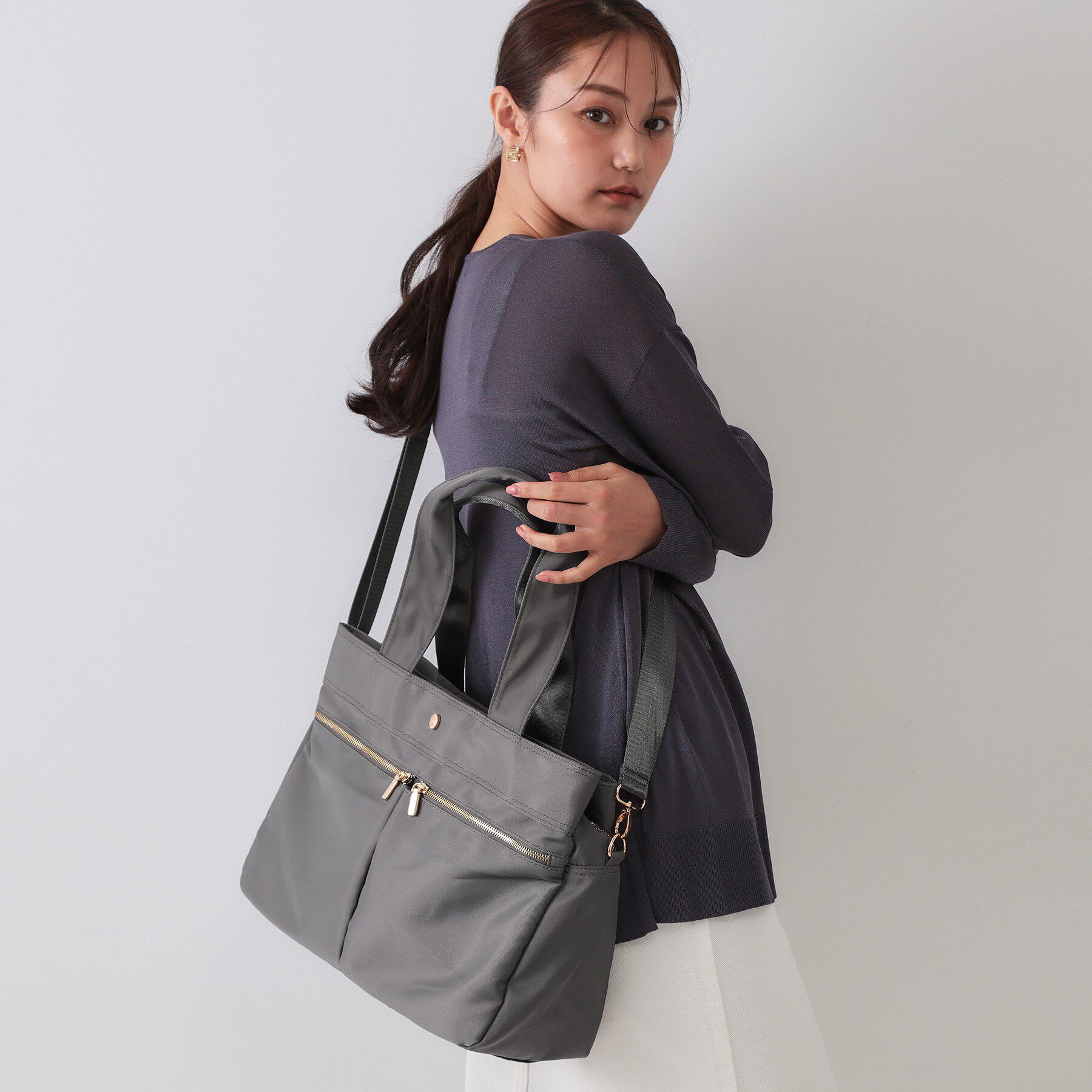 OPAQUE.CLIP「【撥水加工/2WAY/多ポケット】ツイルビッグサイズトートバッグ」|トートバッグ|