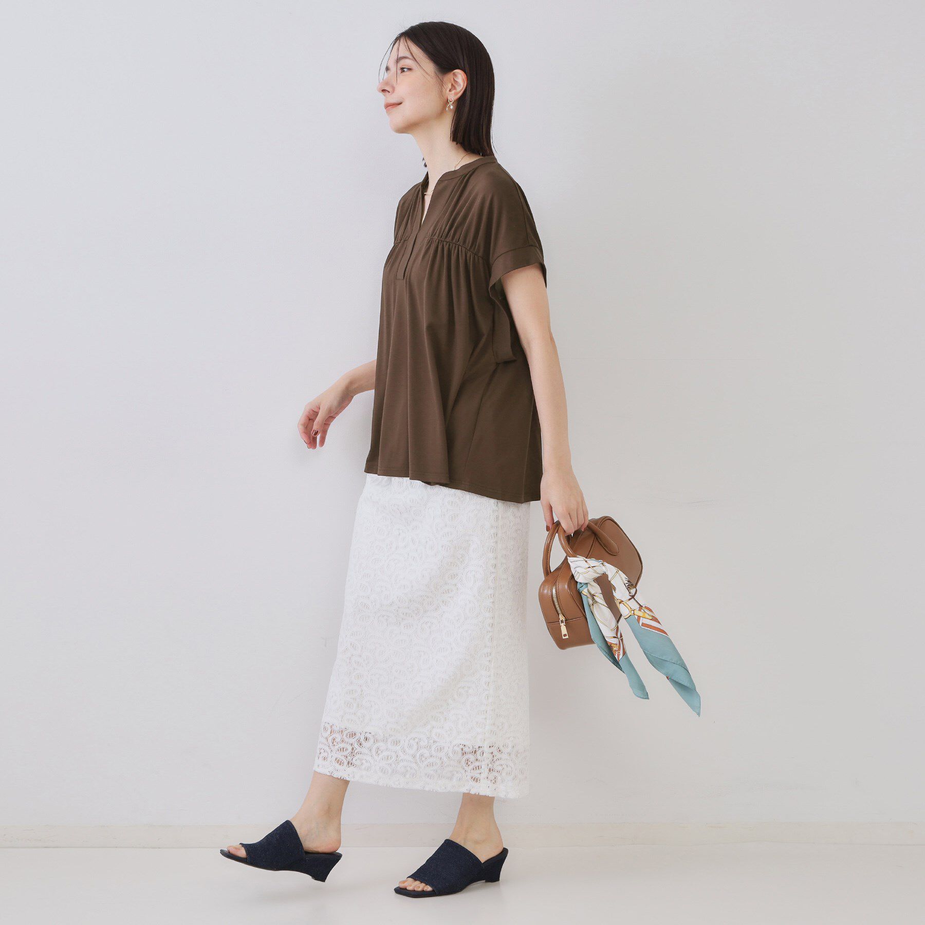 OPAQUE.CLIP「スキッパーフレアカットソー【接触冷感/洗濯機洗い可】」|Tシャツ・カットソー|