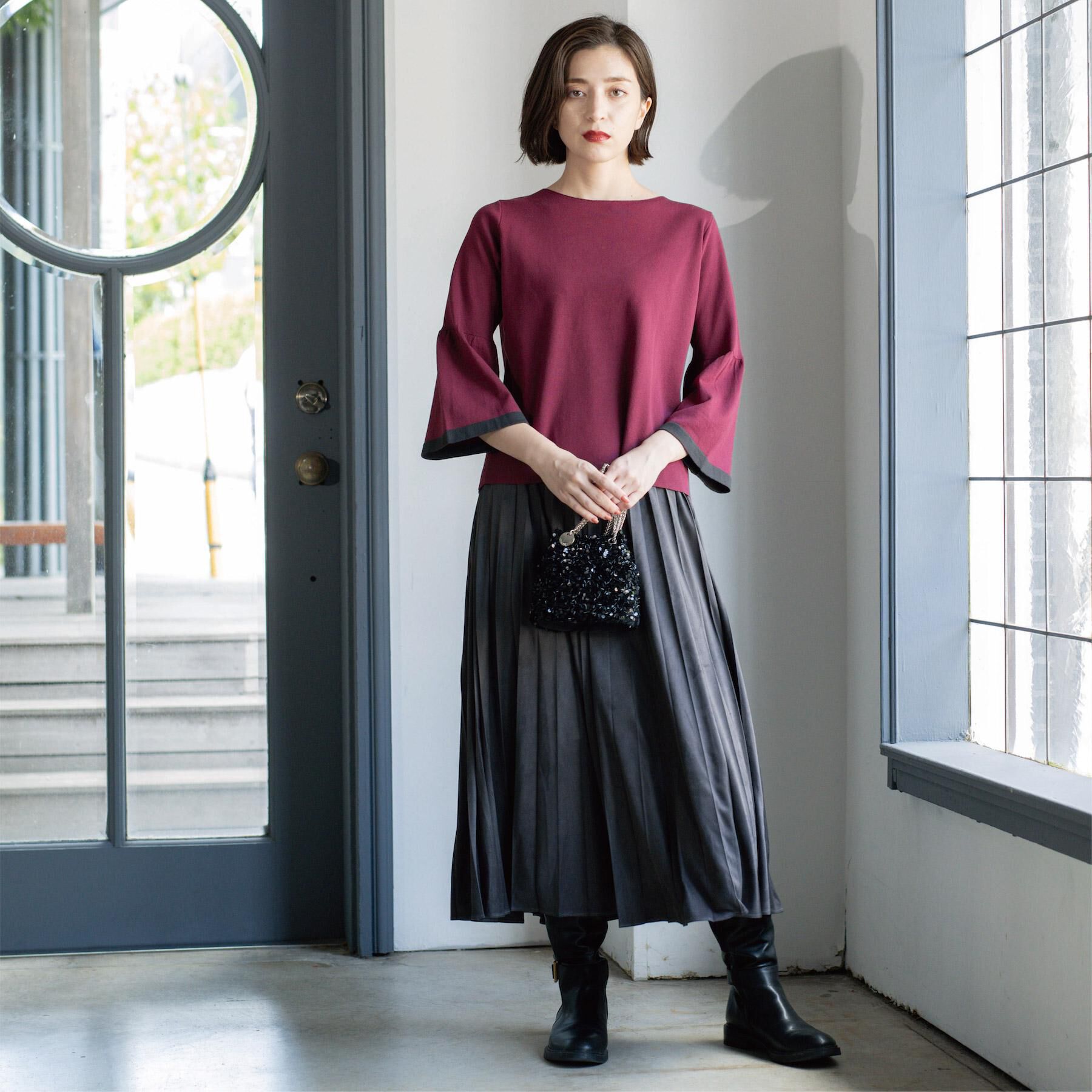 OPAQUE.CLIP「配色フレアスリーブニット【UVケア/洗濯機OK】」|ニット・セーター|