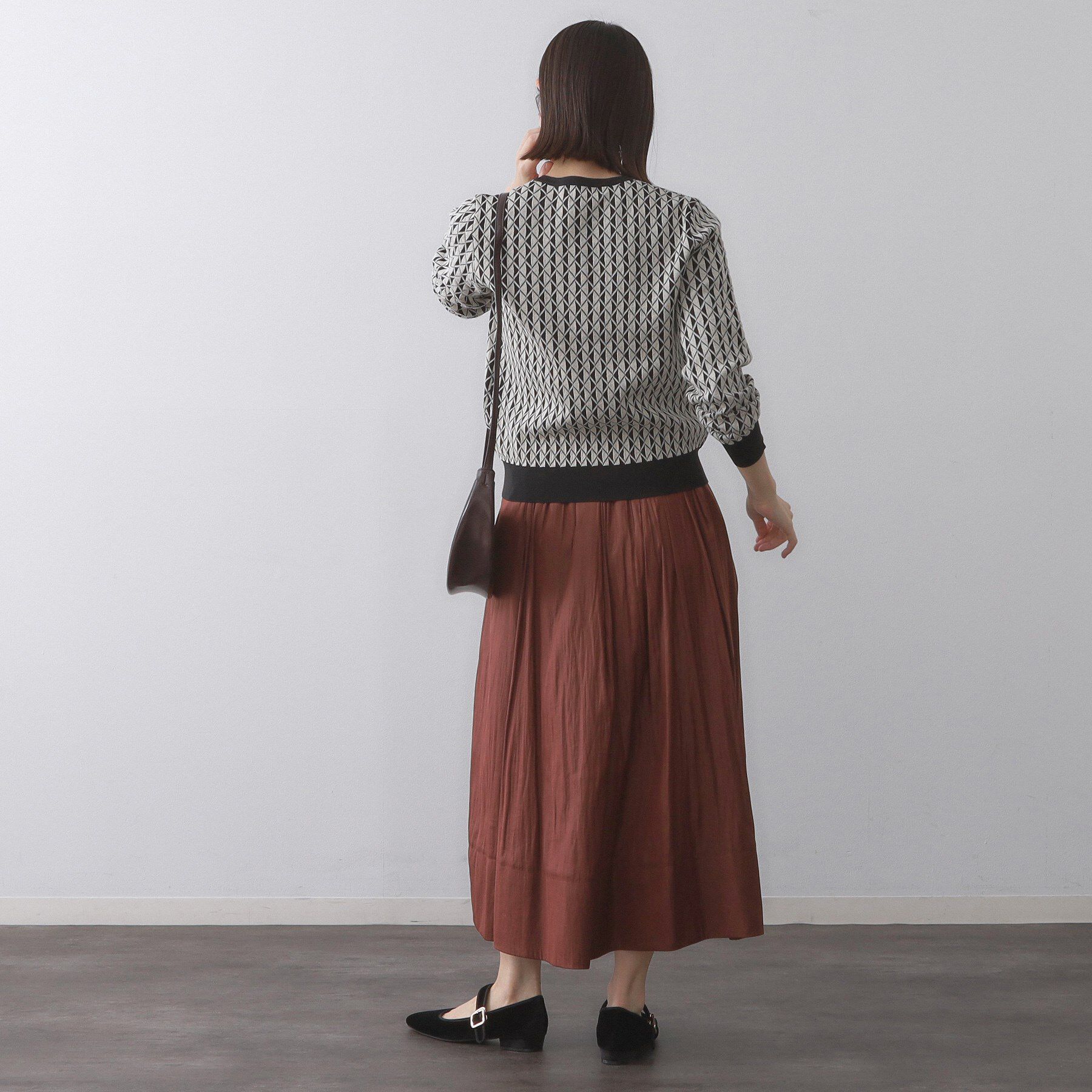 OPAQUE.CLIP「レザーライクタックフレアスカート【洗濯機洗い可】」|スカート|