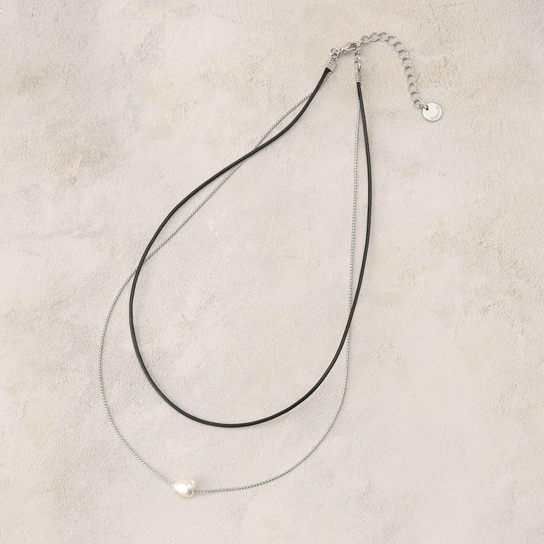 OPAQUE.CLIP「コード&times;チェーン&times;フェイクパールネックレス」|ネックレス|ブラック(019)