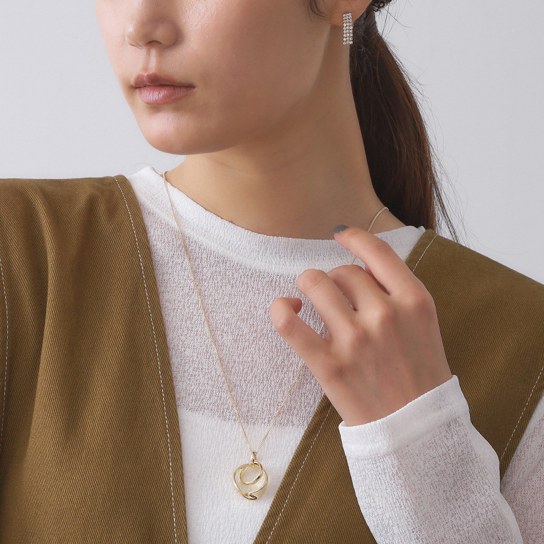 OPAQUE.CLIP「ニュアンスメタルリングネックレス」|ネックレス|