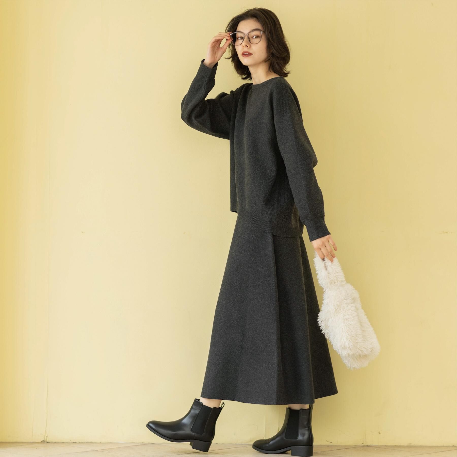 OPAQUE.CLIP「ニットフレアスカート/セットアップ対応【洗濯機OK】」|スカート|