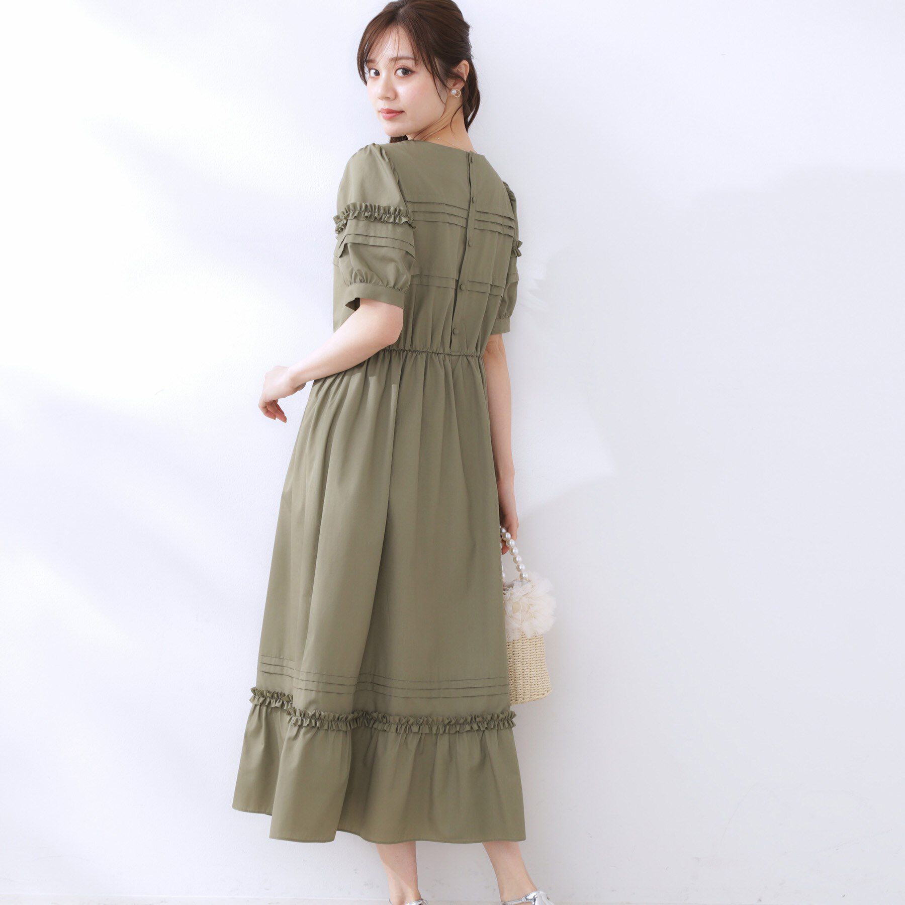 Couture broach「エシカルコットン タック＆フリルワンピース」|ワンピース|