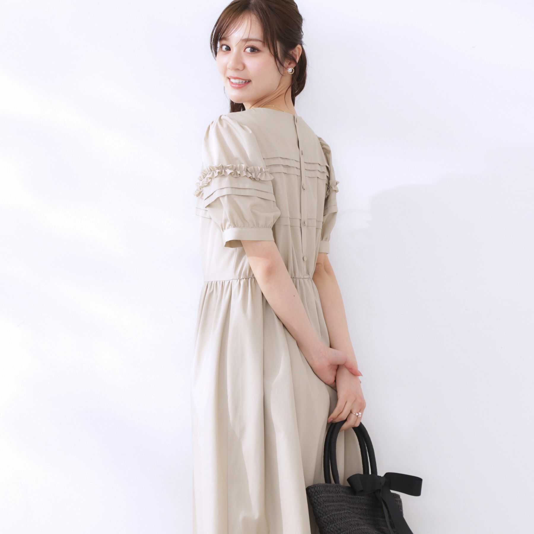 Couture broach「エシカルコットン タック＆フリルワンピース」|ワンピース|