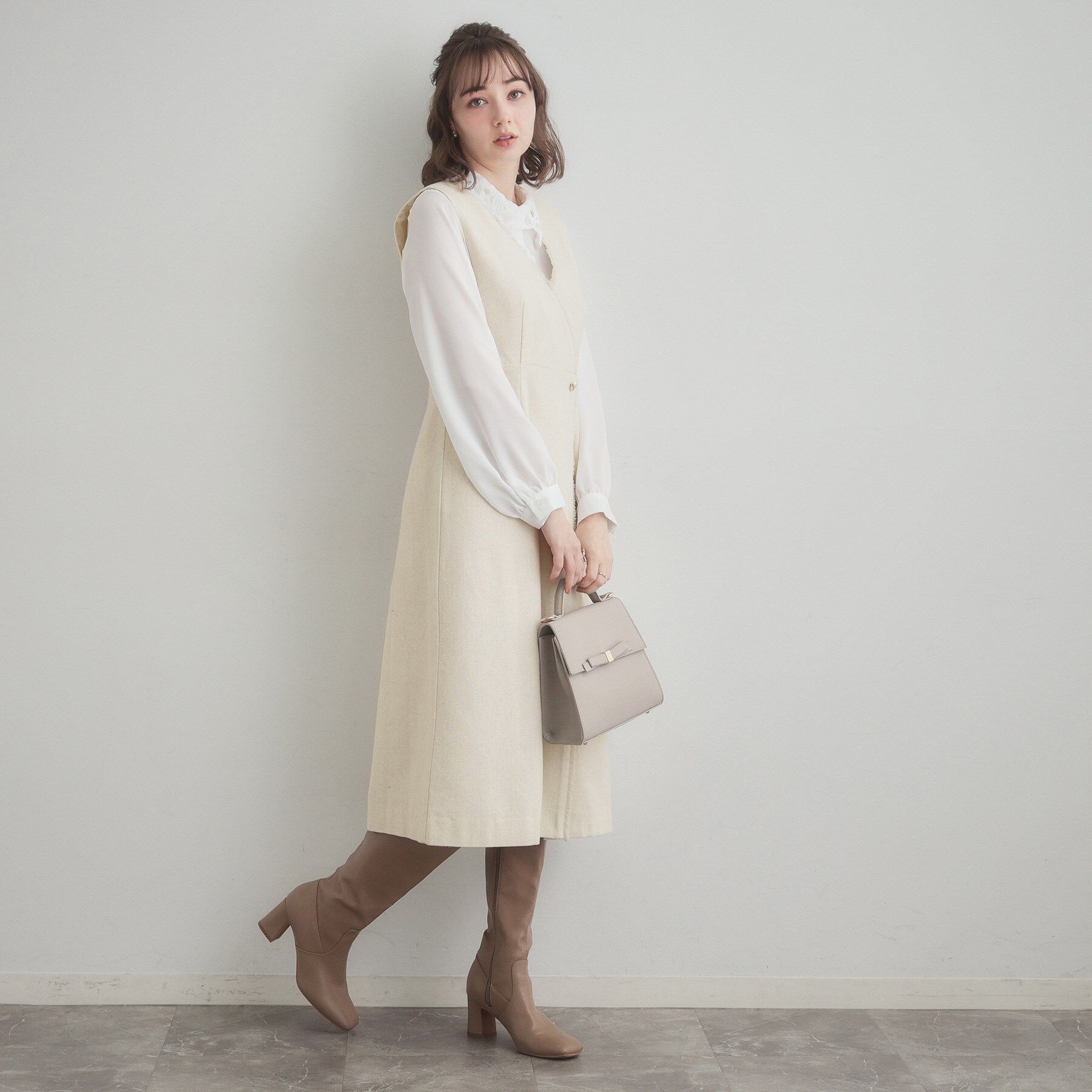 Couture broach「【通勤】フリンジツイードジャンスカ」|ジャンパースカート|