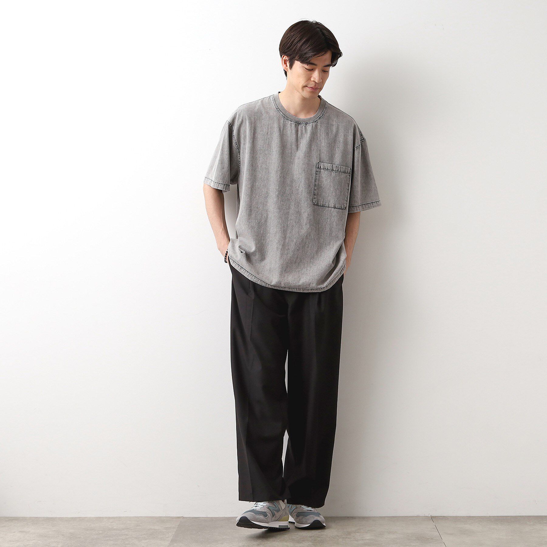 THE SHOP TK「ライトデニム半袖Tシャツ【洗濯機OK】」|Tシャツ・カットソー|