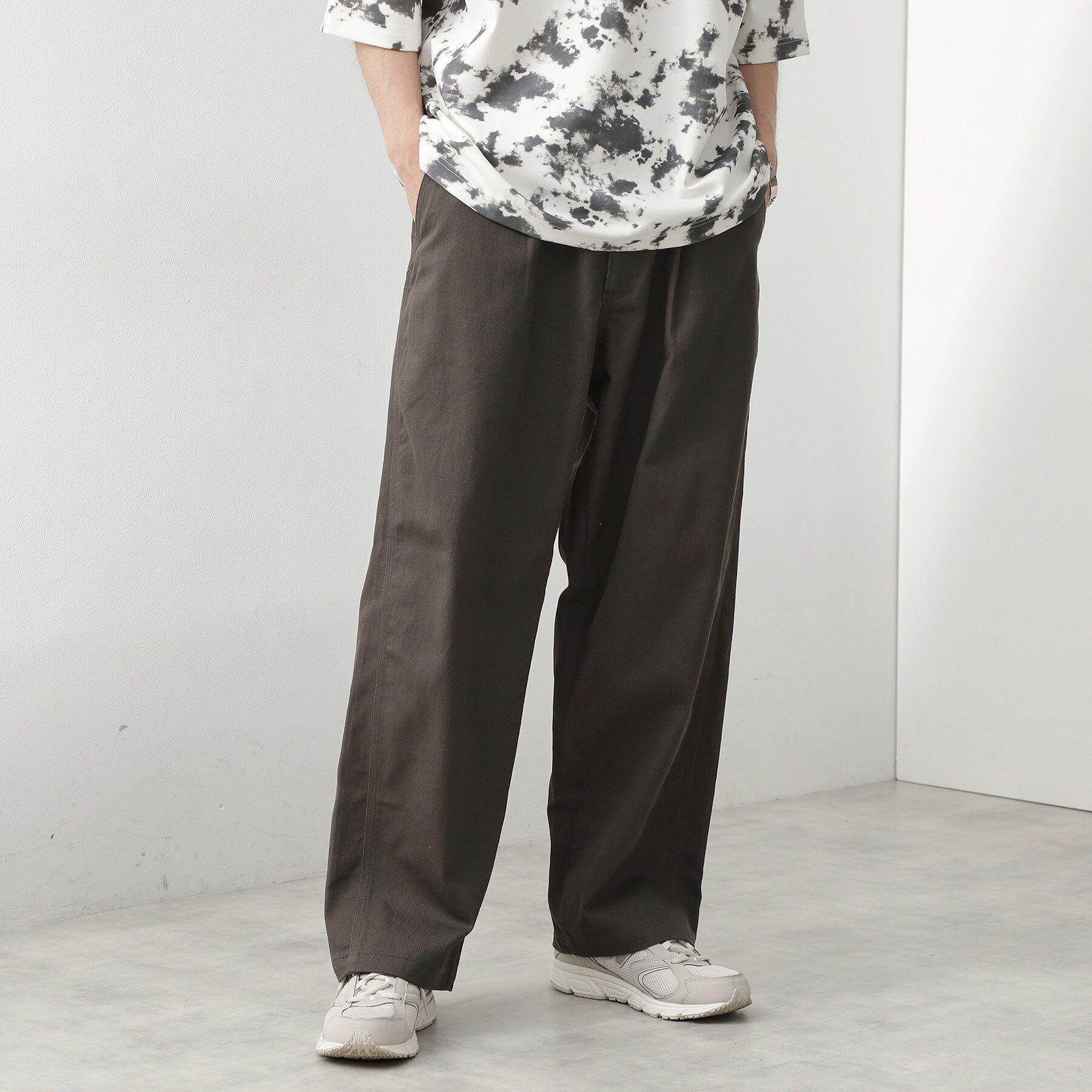 THE SHOP TK「ツイルチノワイドパンツ」|その他|チャコールグレー(0