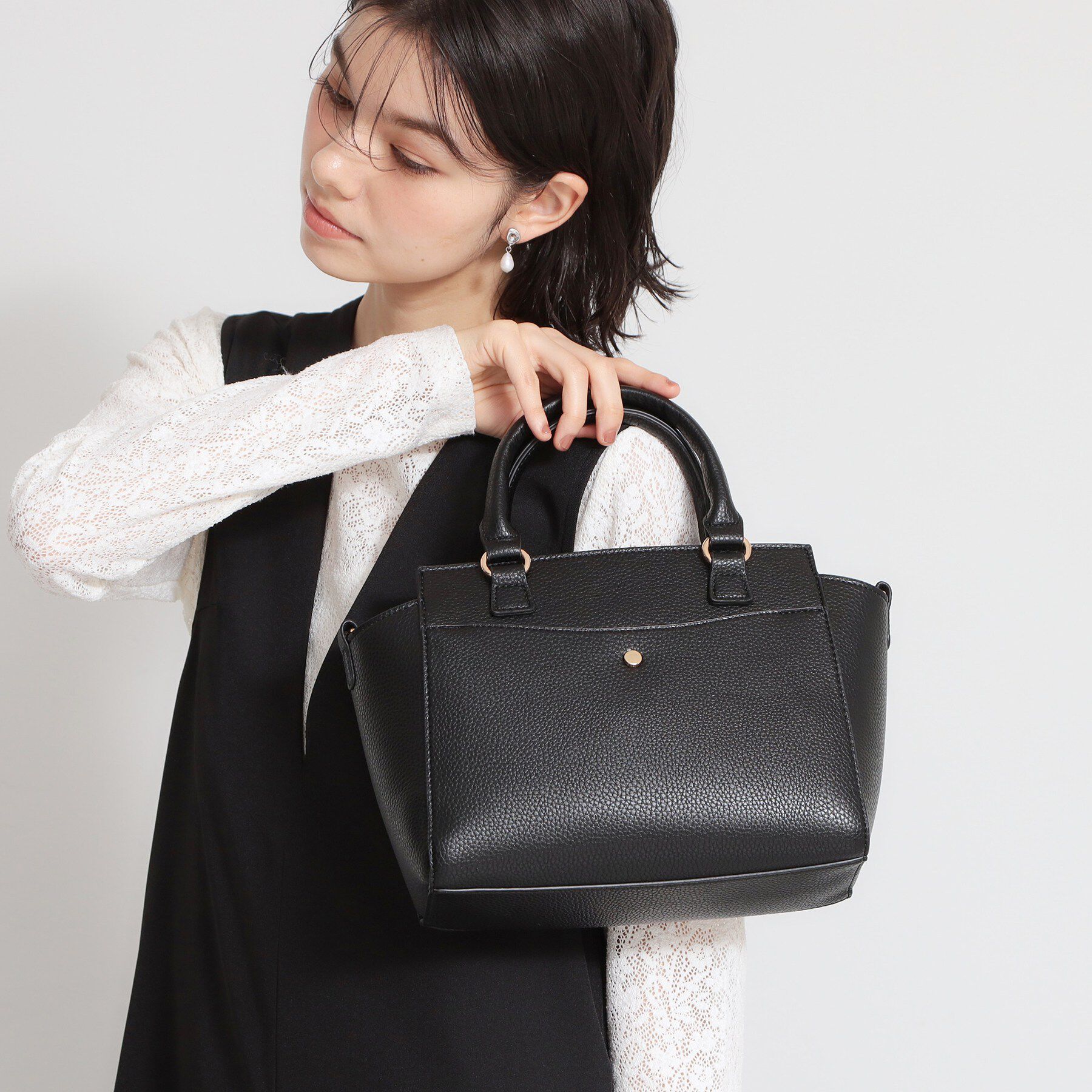 THE SHOP TK「シュリンクミドルトートBAG」|トートバッグ|ブラック(019)