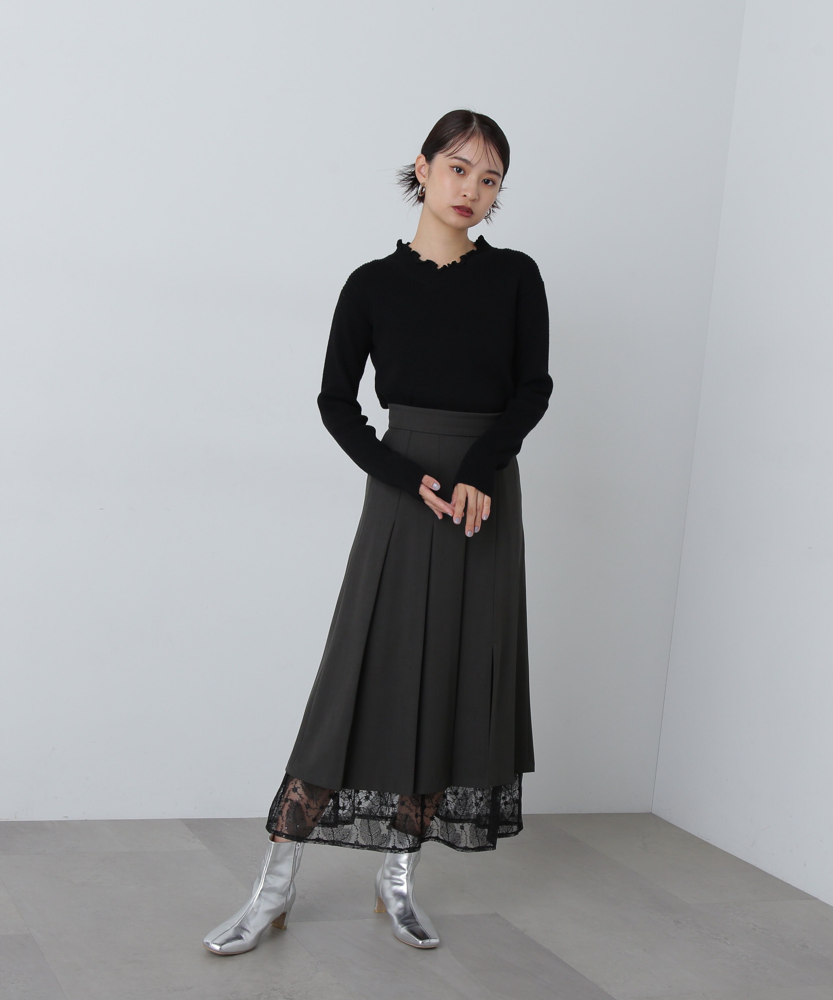  「メローネックリブニット」|ニット・セーター|