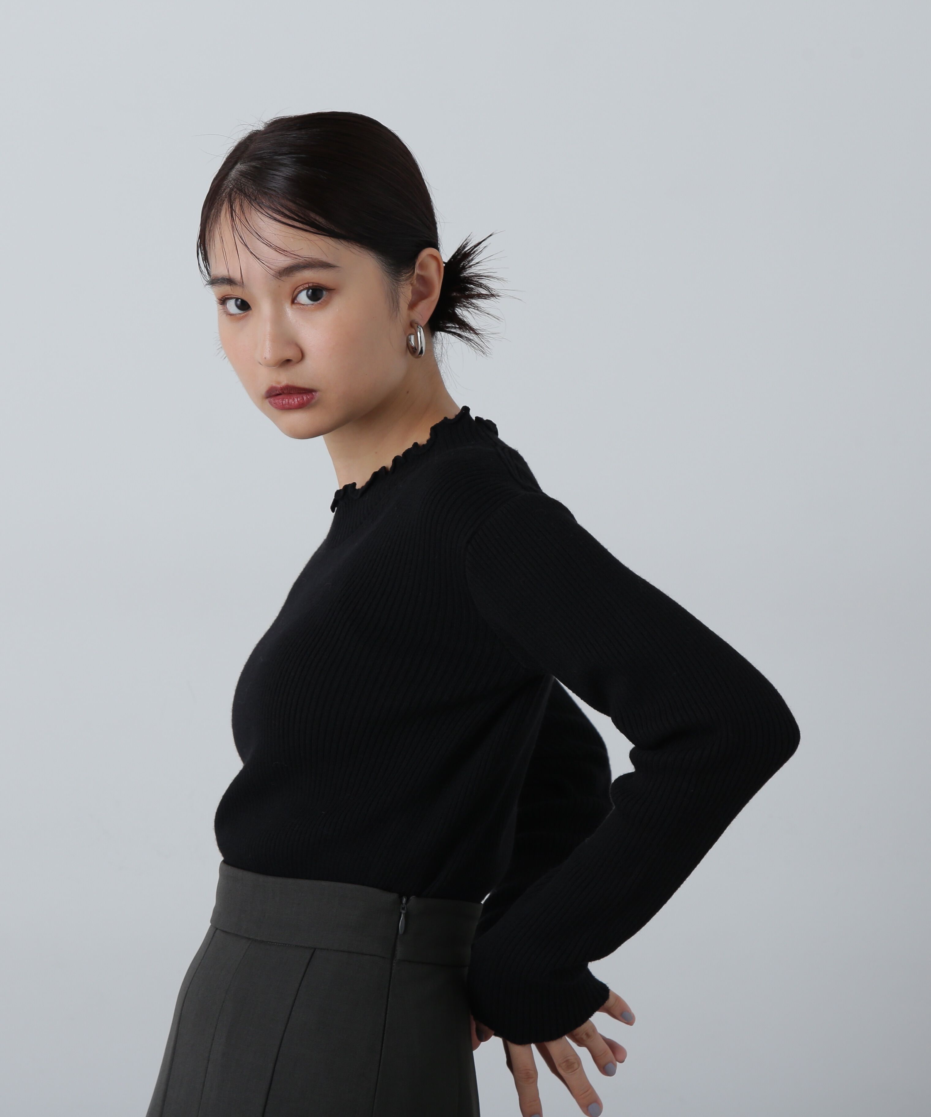  「メローネックリブニット」|ニット・セーター|