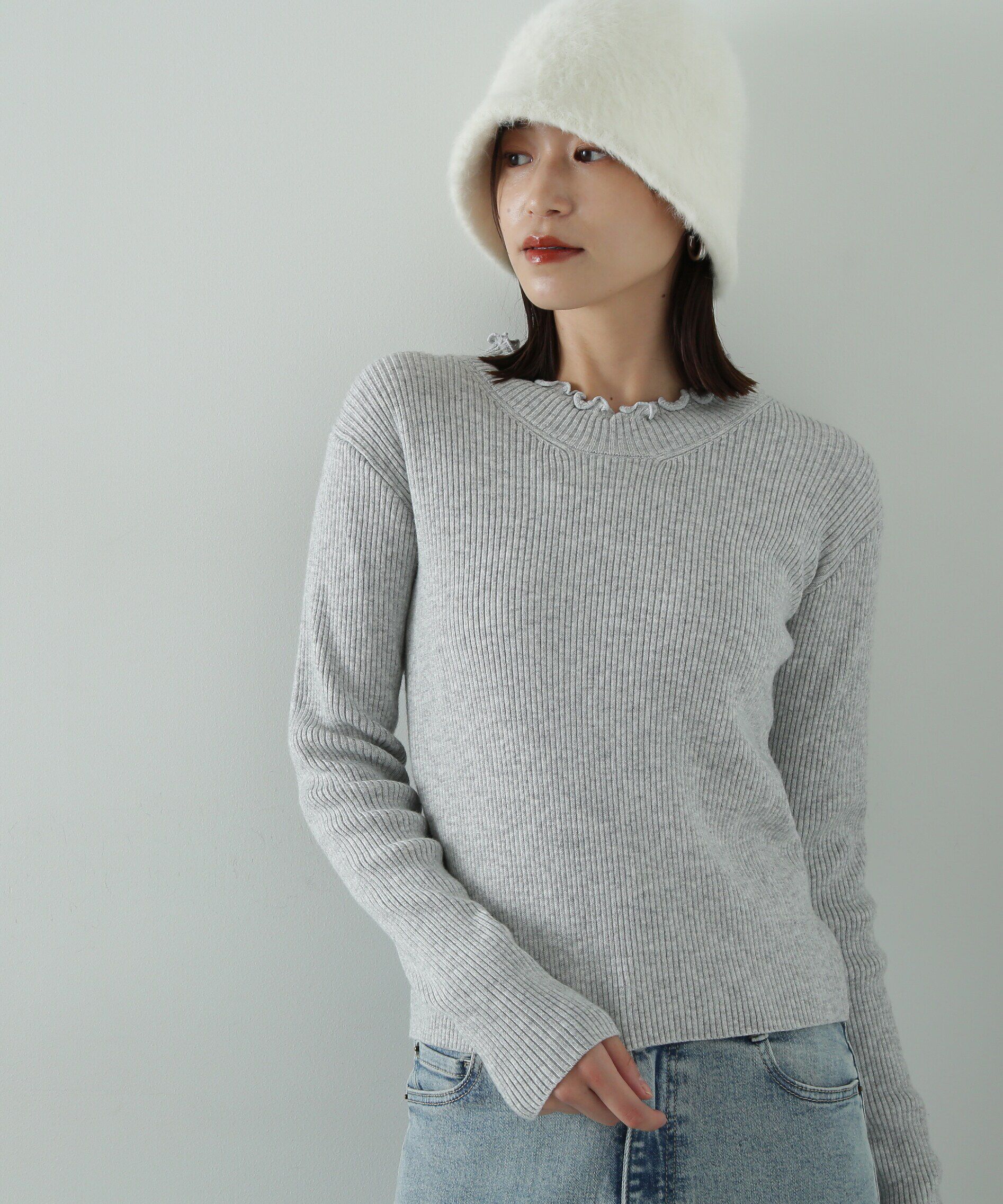  「メローネックリブニット」|ニット・セーター|