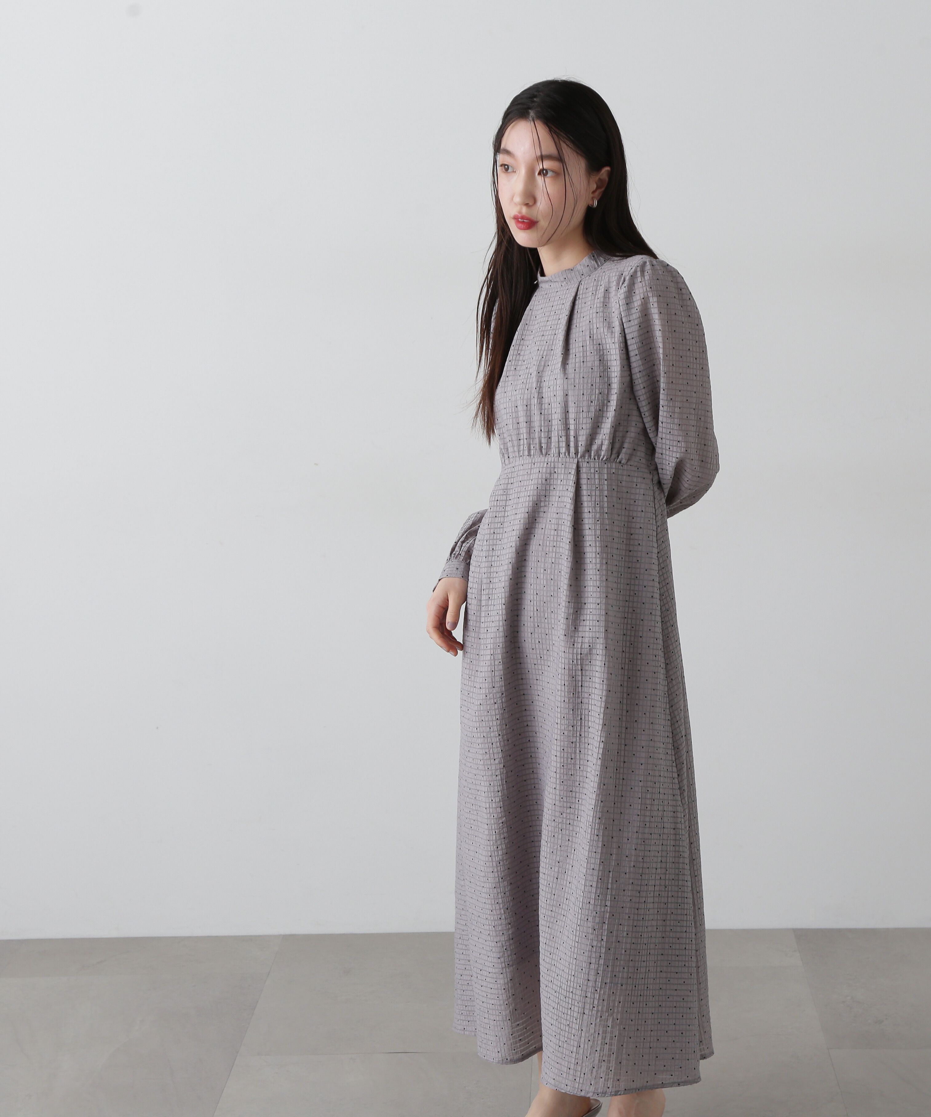  「透かしドットボリュームスリーブワンピース」|ワンピース|